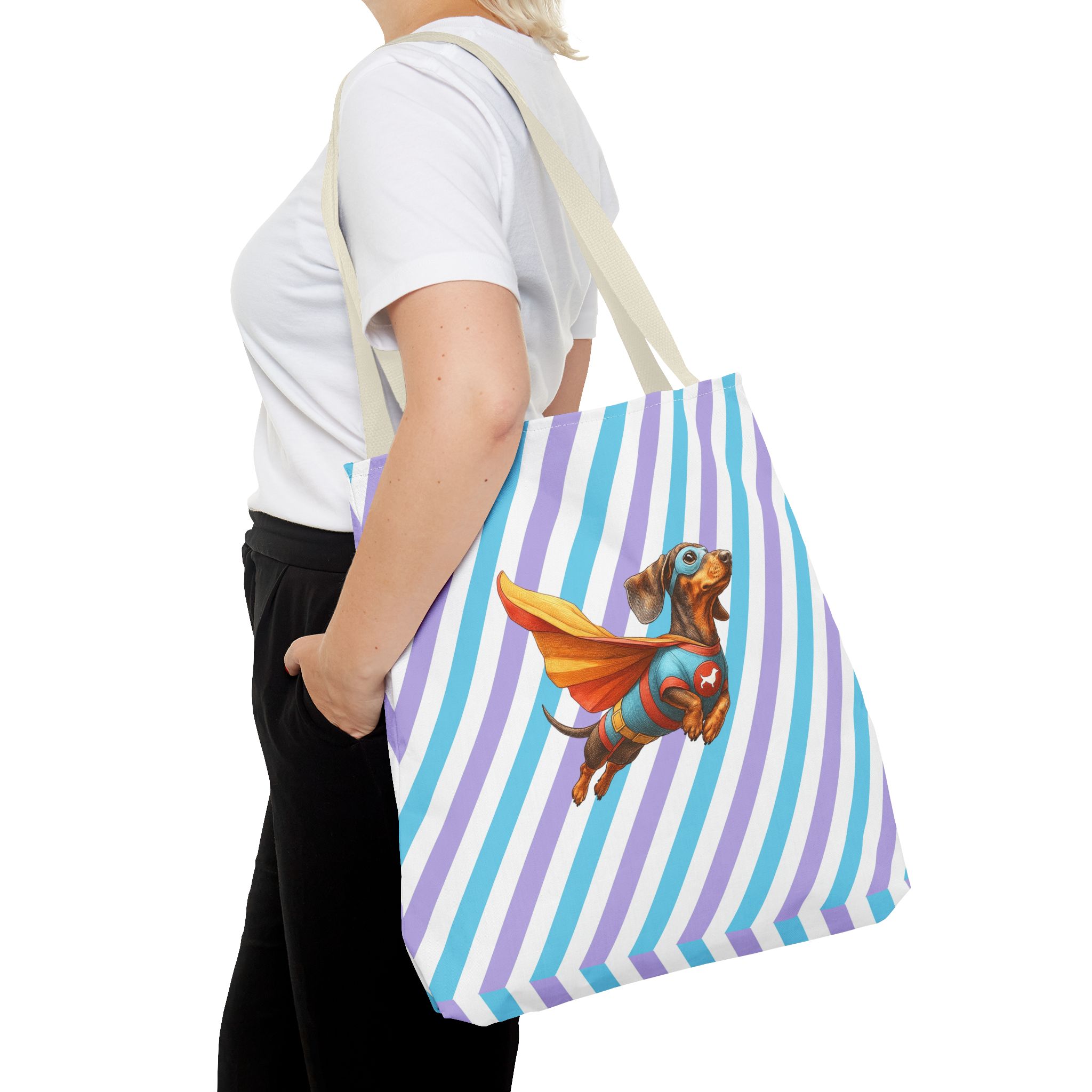 Funny canva tote bag Superhero cute tote bag dachshund super hero shoulder bag fantasy gift dog purse - Image 24