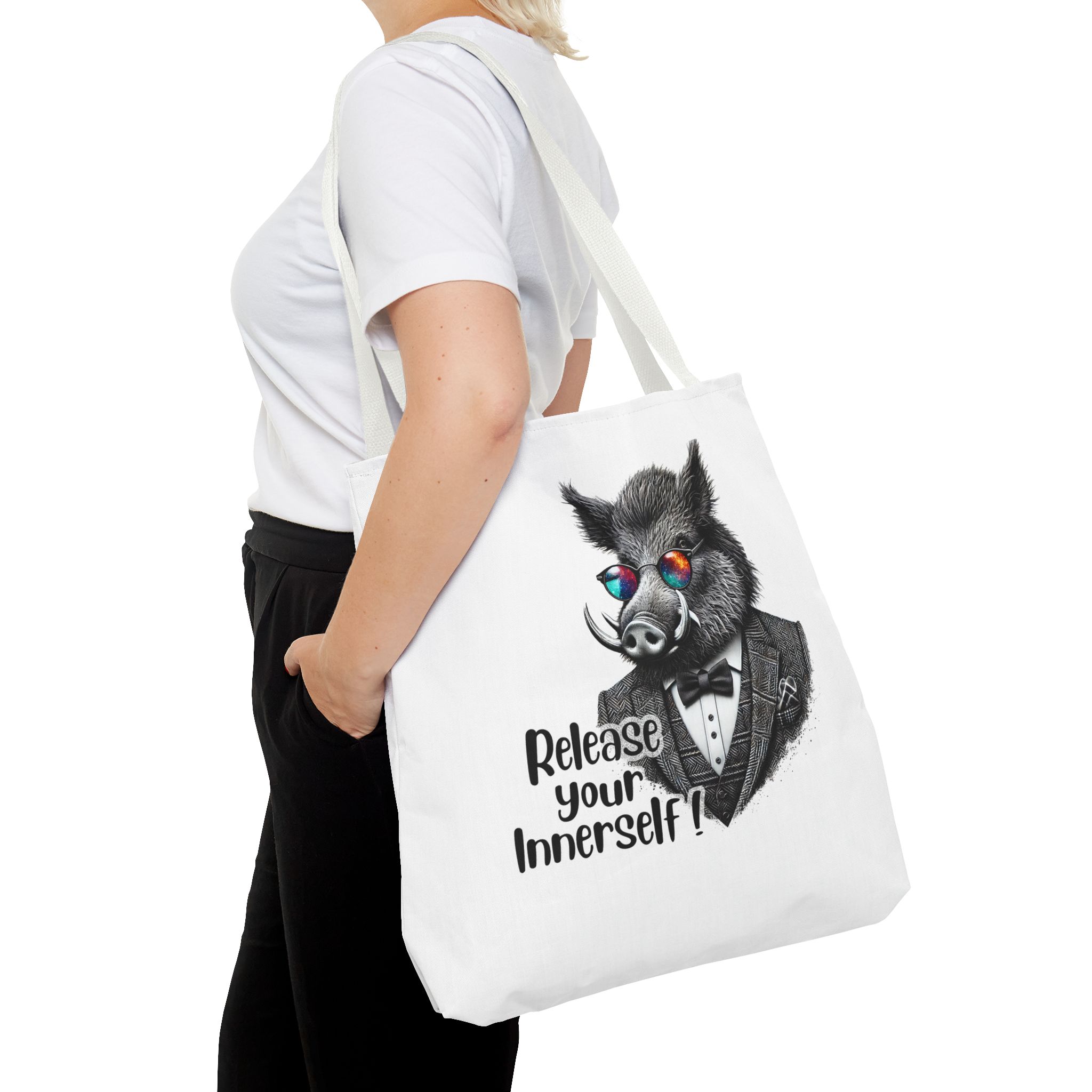 Canvas tote bag Motivational shoulder bag boar cute tote bag funny shoulder bag self confidence cool vintage bag – Image 18