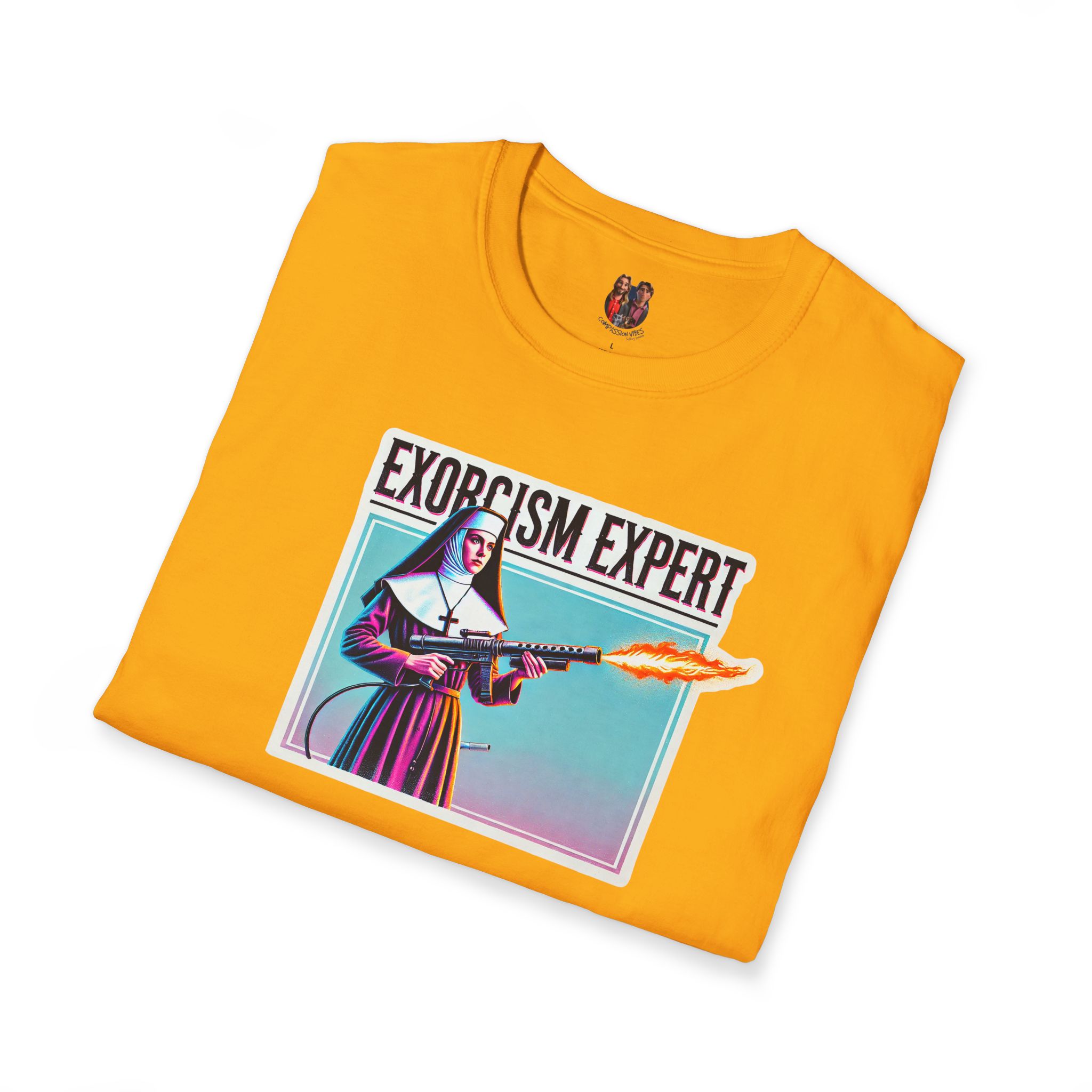 Funny Nun Exorcism tshirt - Ironic Catholic Graphic - Humorous Vintage Faith Tee - Image 12