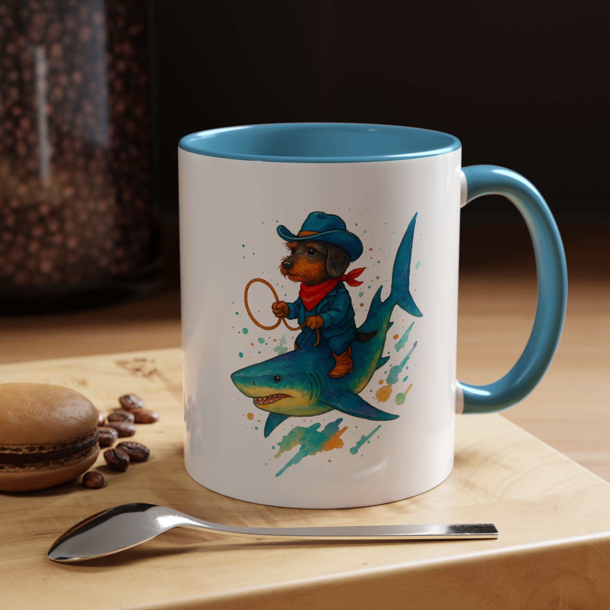 Funny Mug coffee lover Cowboy gift for him tea cup unique riding a shark mug office accessory shark design cowboy - Image 3