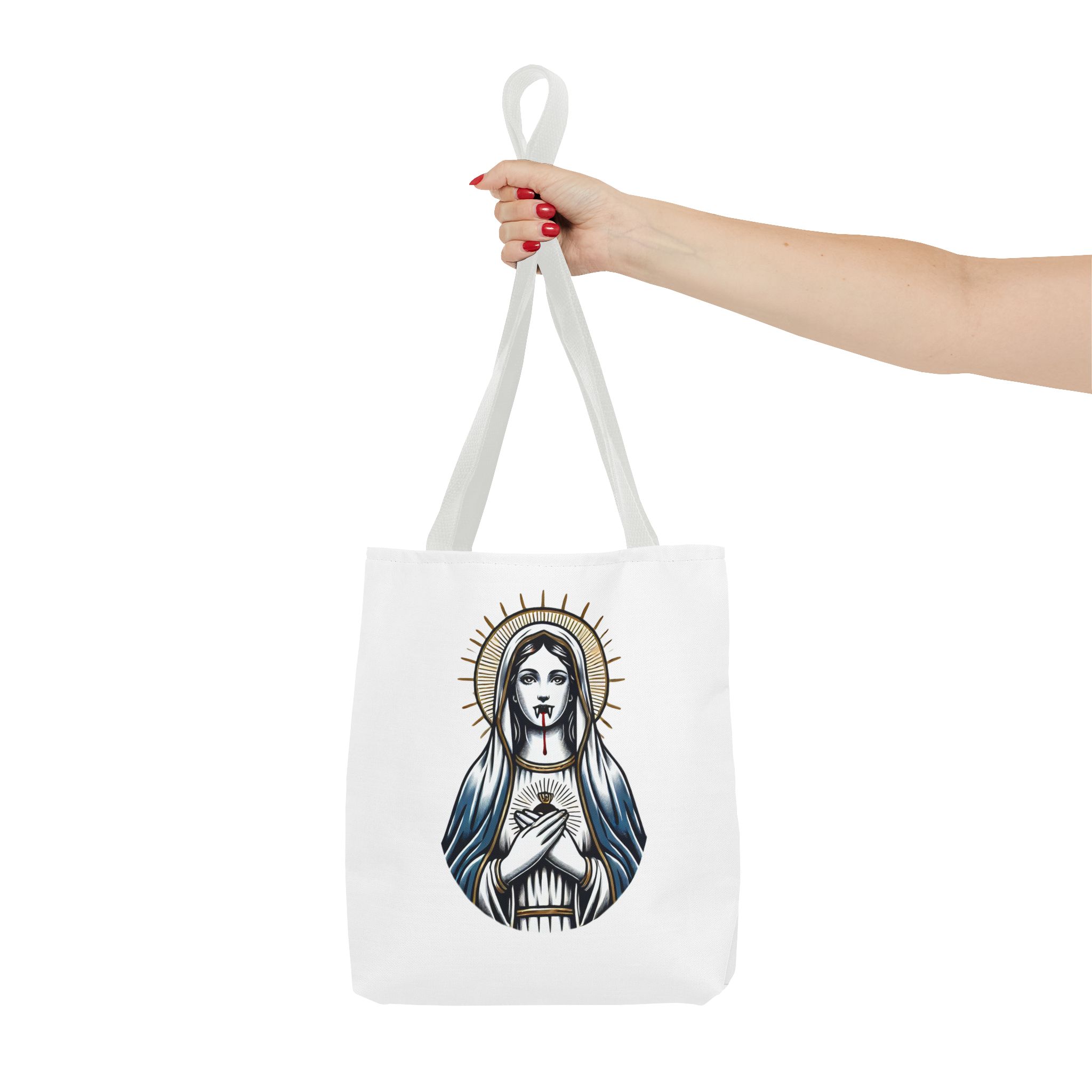 Ironic tote bag vampire Funny Bag virgin mary Canvas Tote bag religious sarcastic clothing gift satirical print cool Handbag purse bag – Image 14