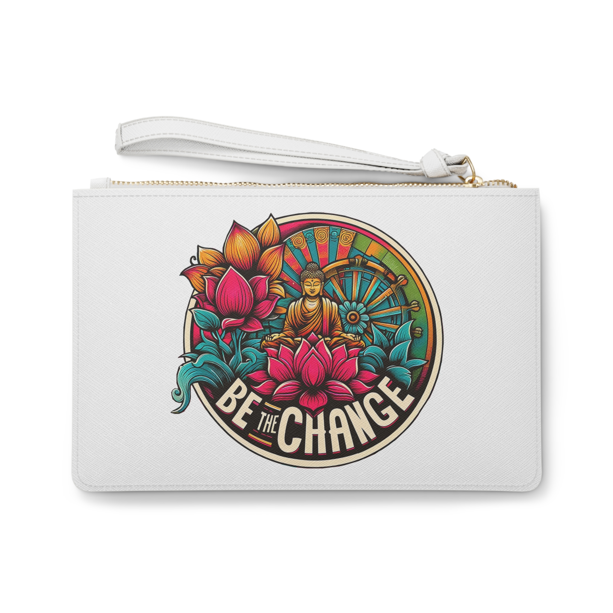Yoga Clutch bag Mindfulness vintage purse buddha evening bag meditation be the change design ghandi – Image 2