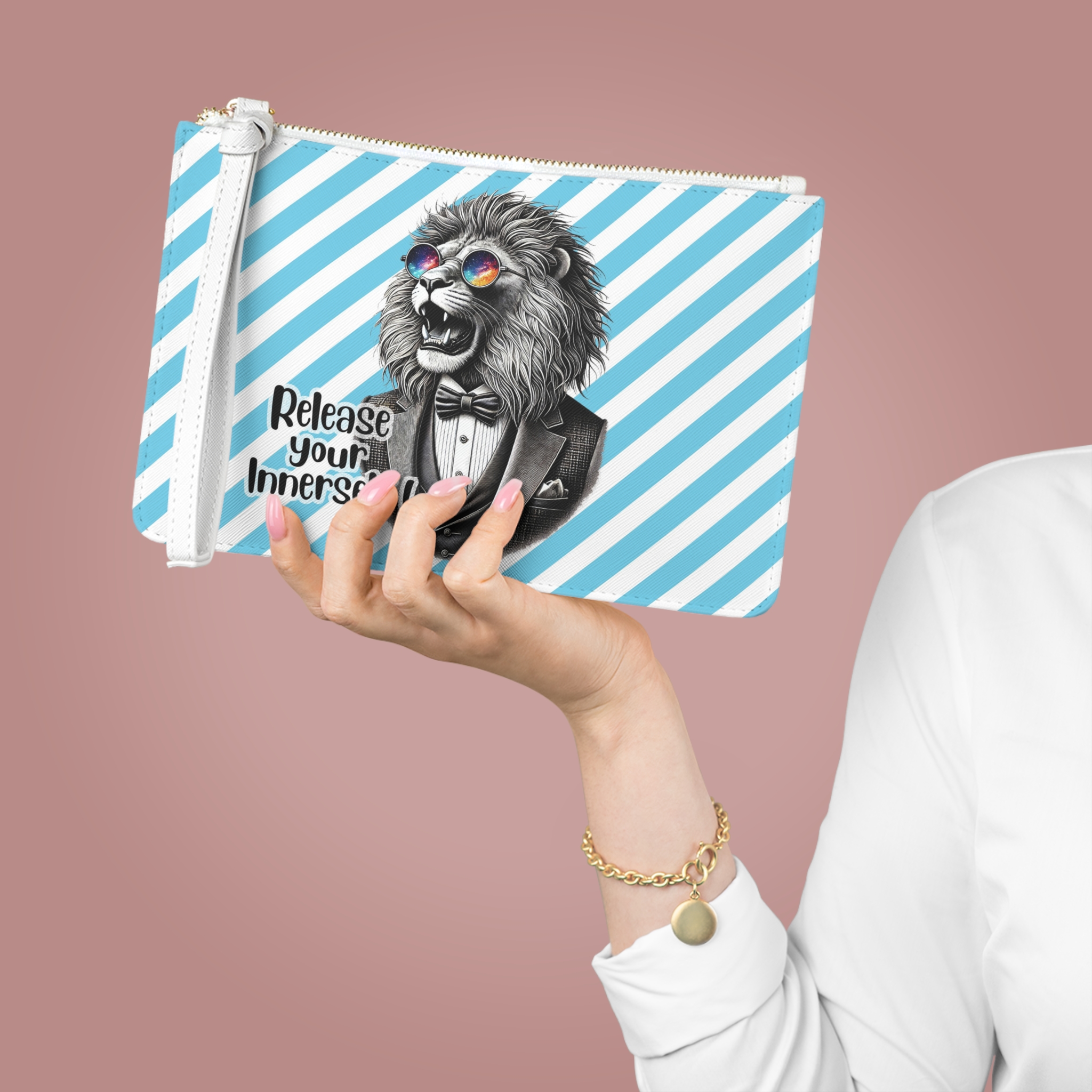 Sac d'embrayage Sac d'embrayage drôle Sac d'embrayage motivant Sac à main Lion design cool sac vintage pour la confiance en soi Sac de soirée