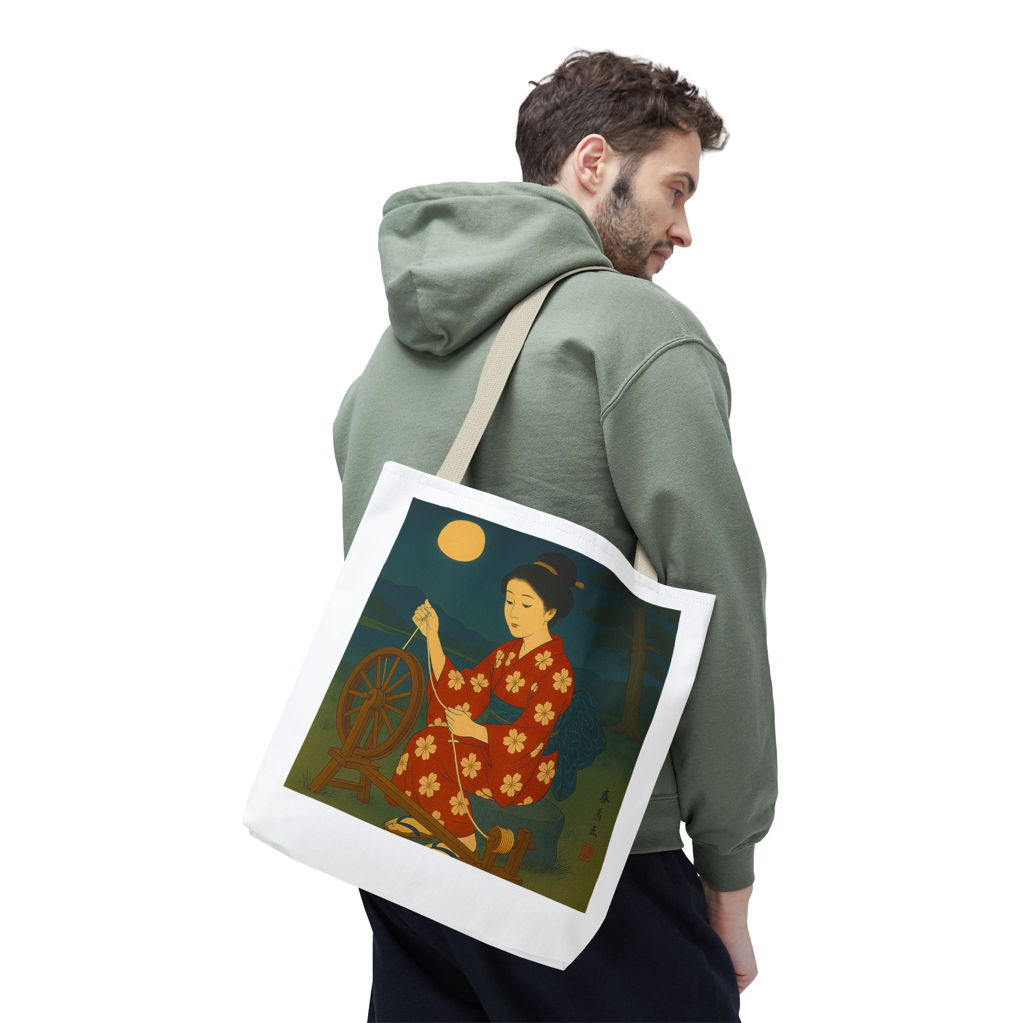 Japan shopping bag retro artistic illustration with unique graphics - Image 22