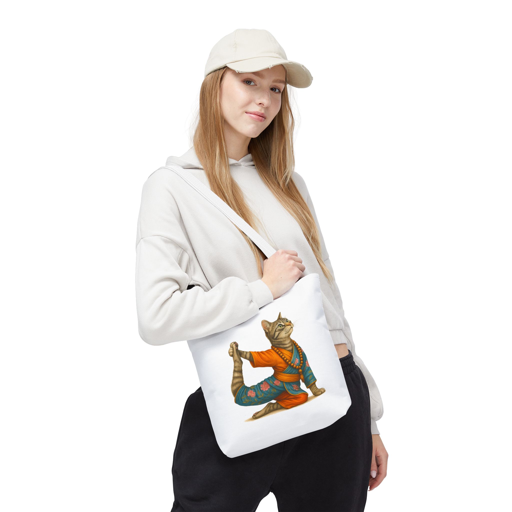 Cat Meditation Tote bag – Boho Cat handbag – Kitty Yoga purse spiritual print - Image 14