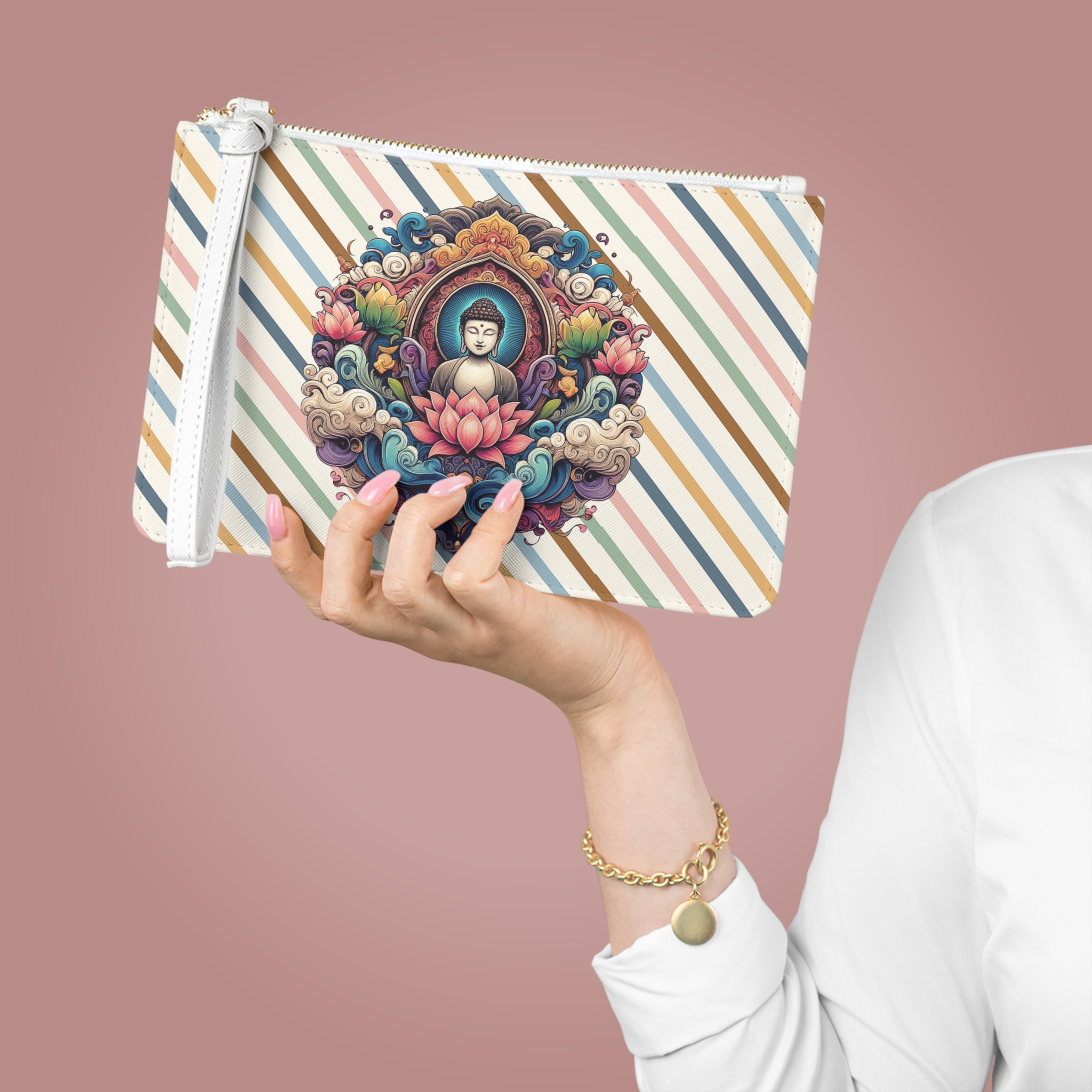 Clutch bag yoga bag vintage buddha purse Meditation handbag buddhism mindfulness