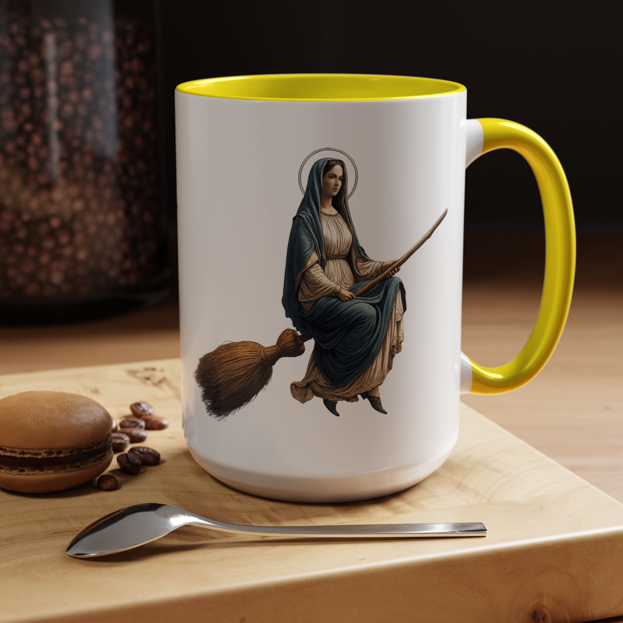 Funny Mug coffee lover gift for her Virgin Mary witch broom Sarcastic mug office accessory tea cup religious design unique - Image 63