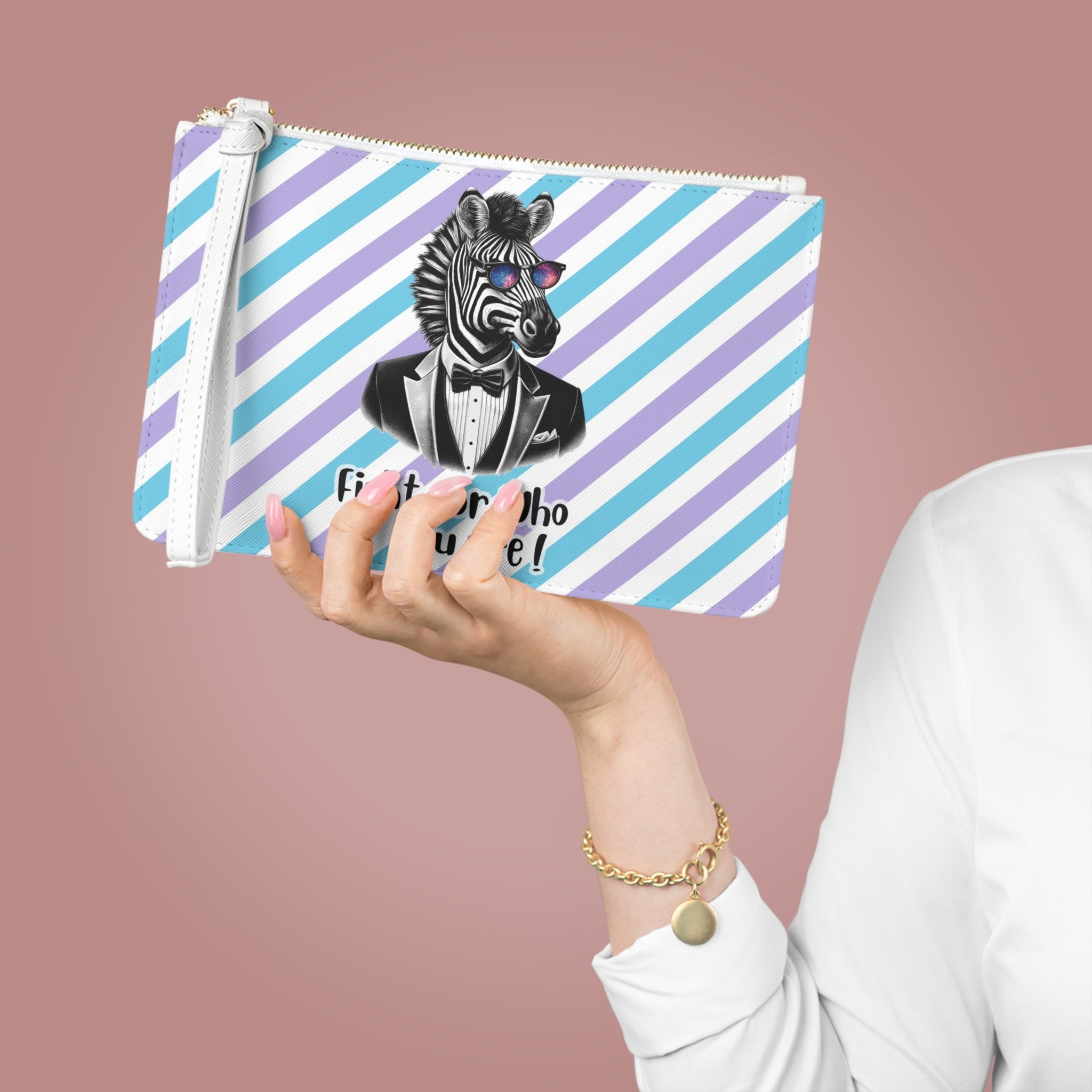 Motivational Clutch bag cool vintage bag zebra design evening bag self confidence boost Cool animal purse