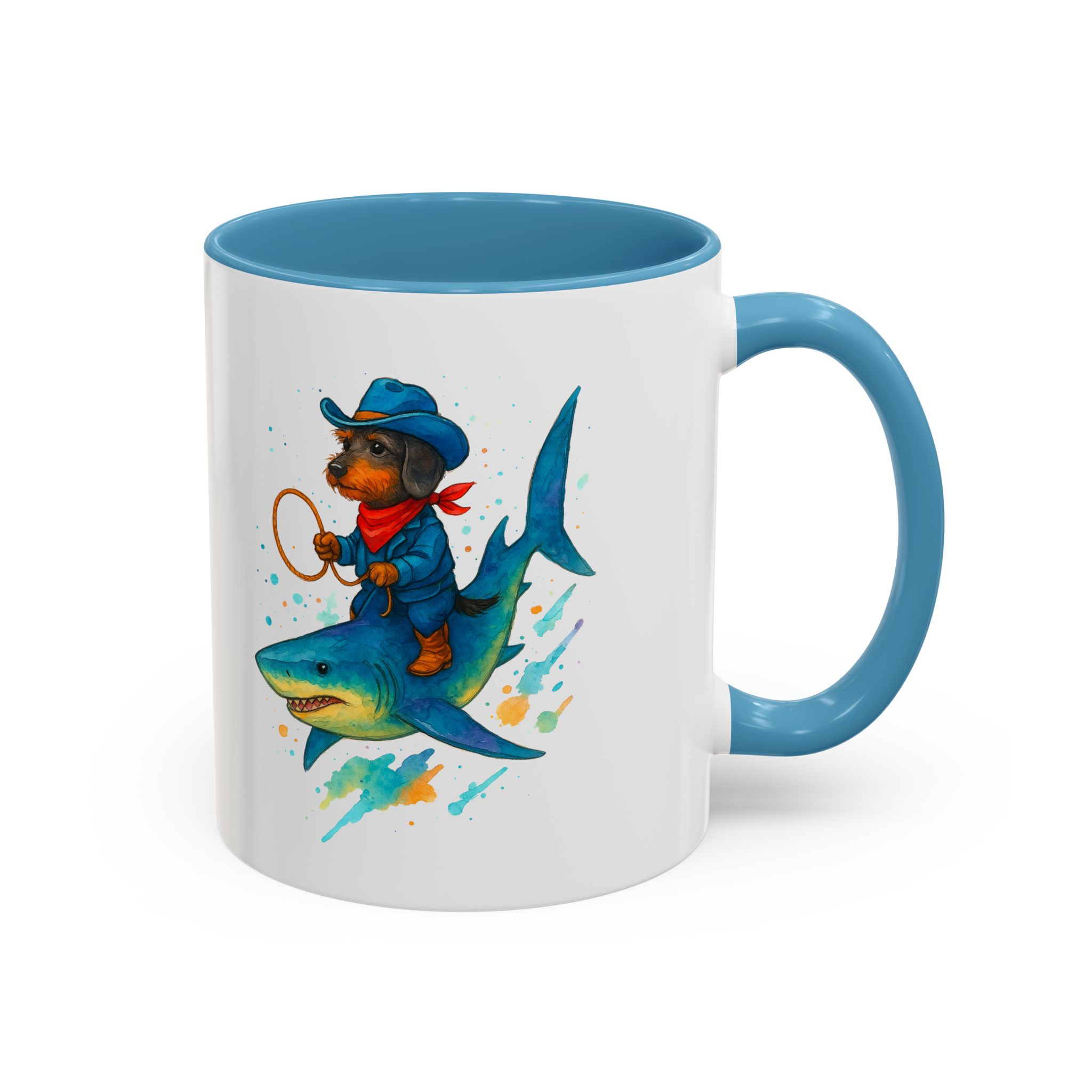 Funny Mug coffee lover Cowboy gift for him tea cup unique riding a shark mug office accessory shark design cowboy - Image 2
