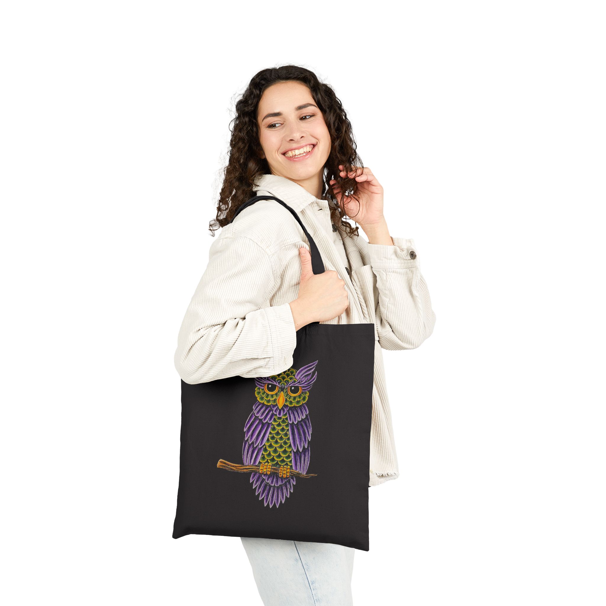 Canvas tote bag Wearable Surrealism cute tote bag Limited Edition shoulder bag owl with Artist Dreamy Drawing - Image 7