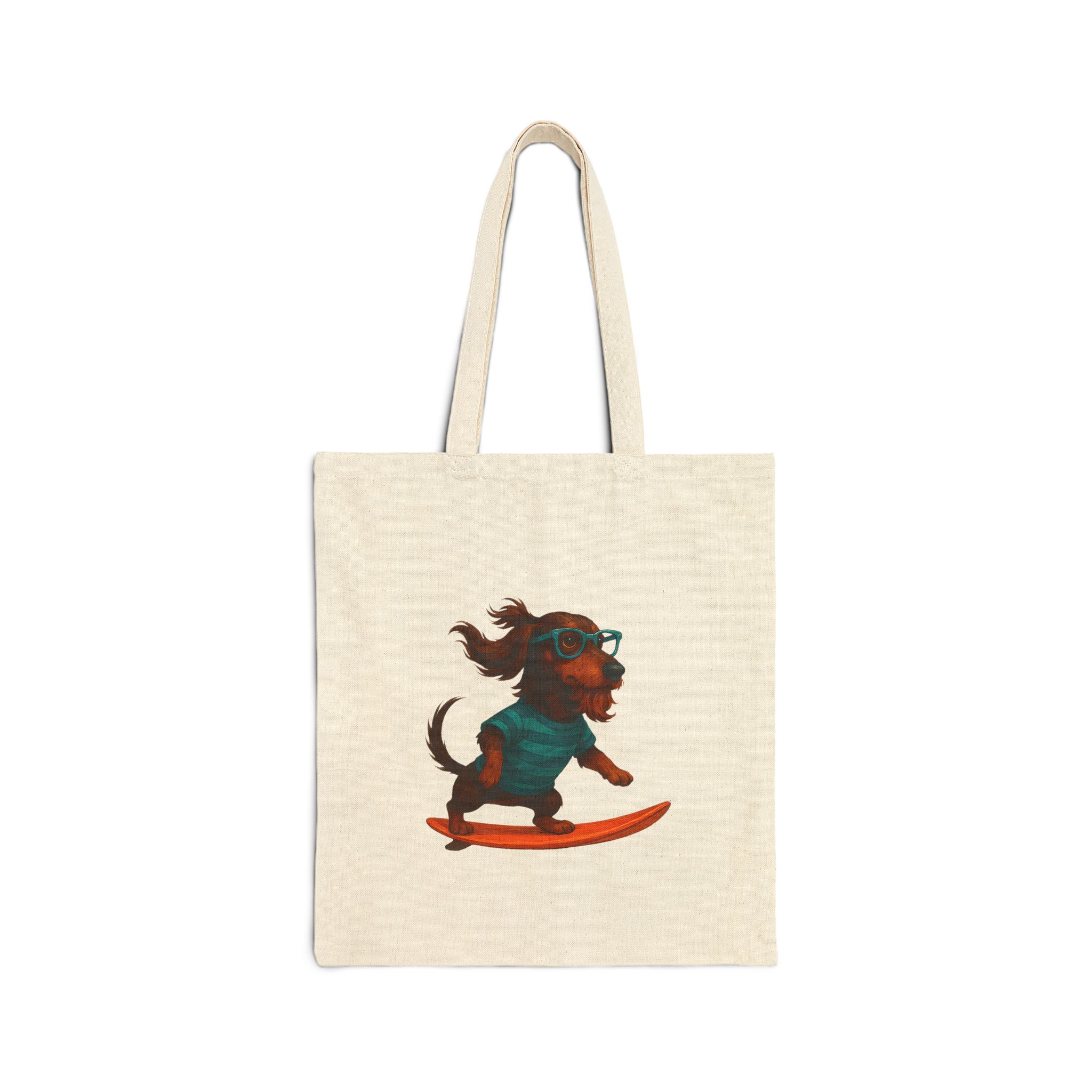 Cool canvas tote bag Dog Surfer tote bag dachshund lover gift shoulder bag surf handbag