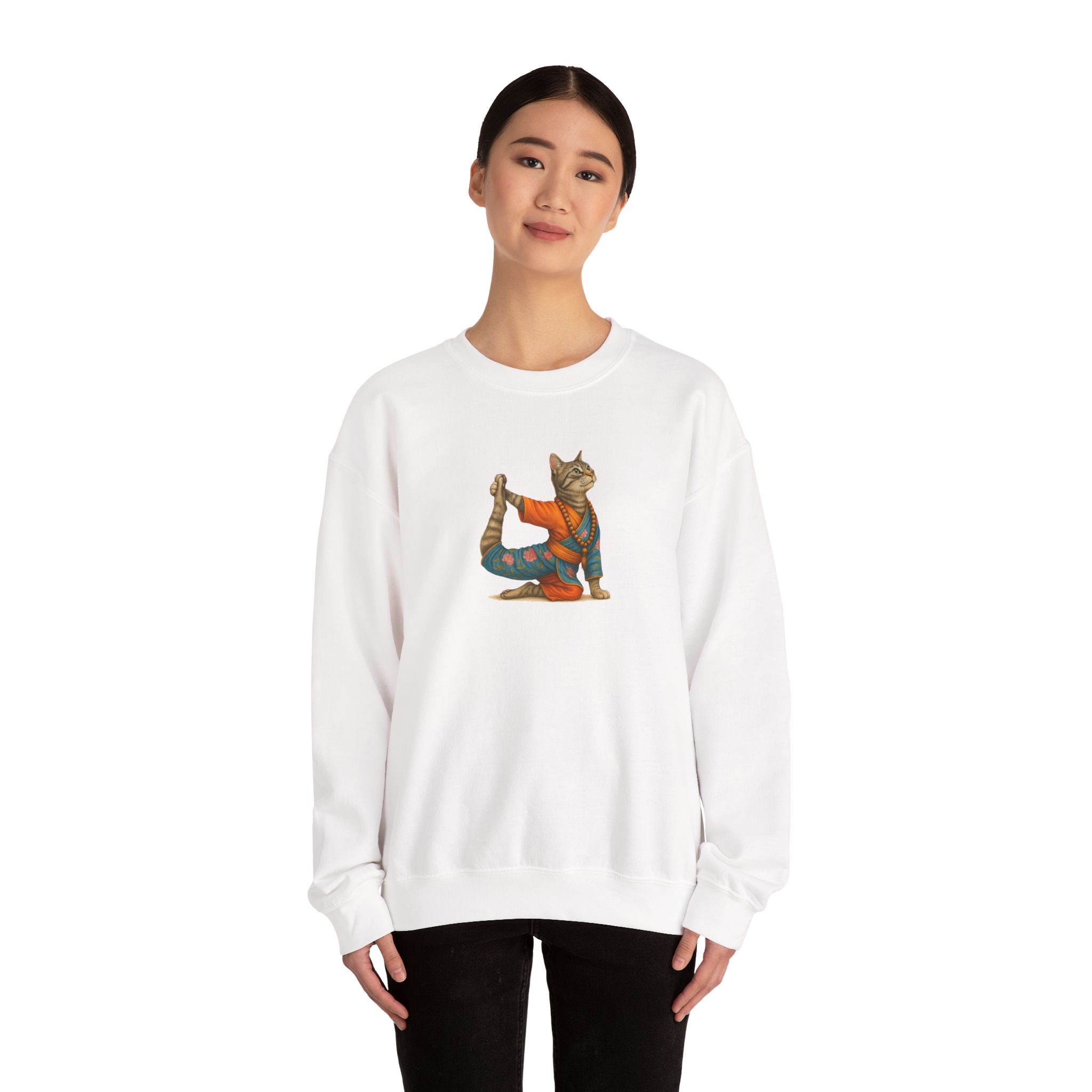 Cat Graphic sweater yoga pullover Kitten meditation vintage sweatshirt mindfulness clothing funny sweatshirt - Image 3