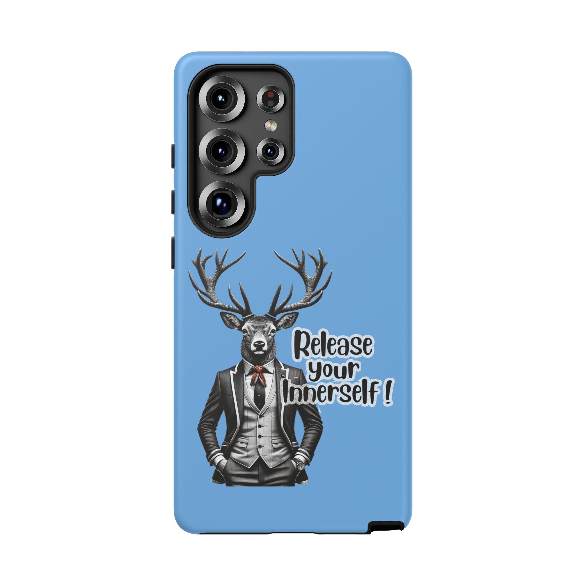 Smartphone case featuring a deer in a suit with the text 'Release your Innerself'.