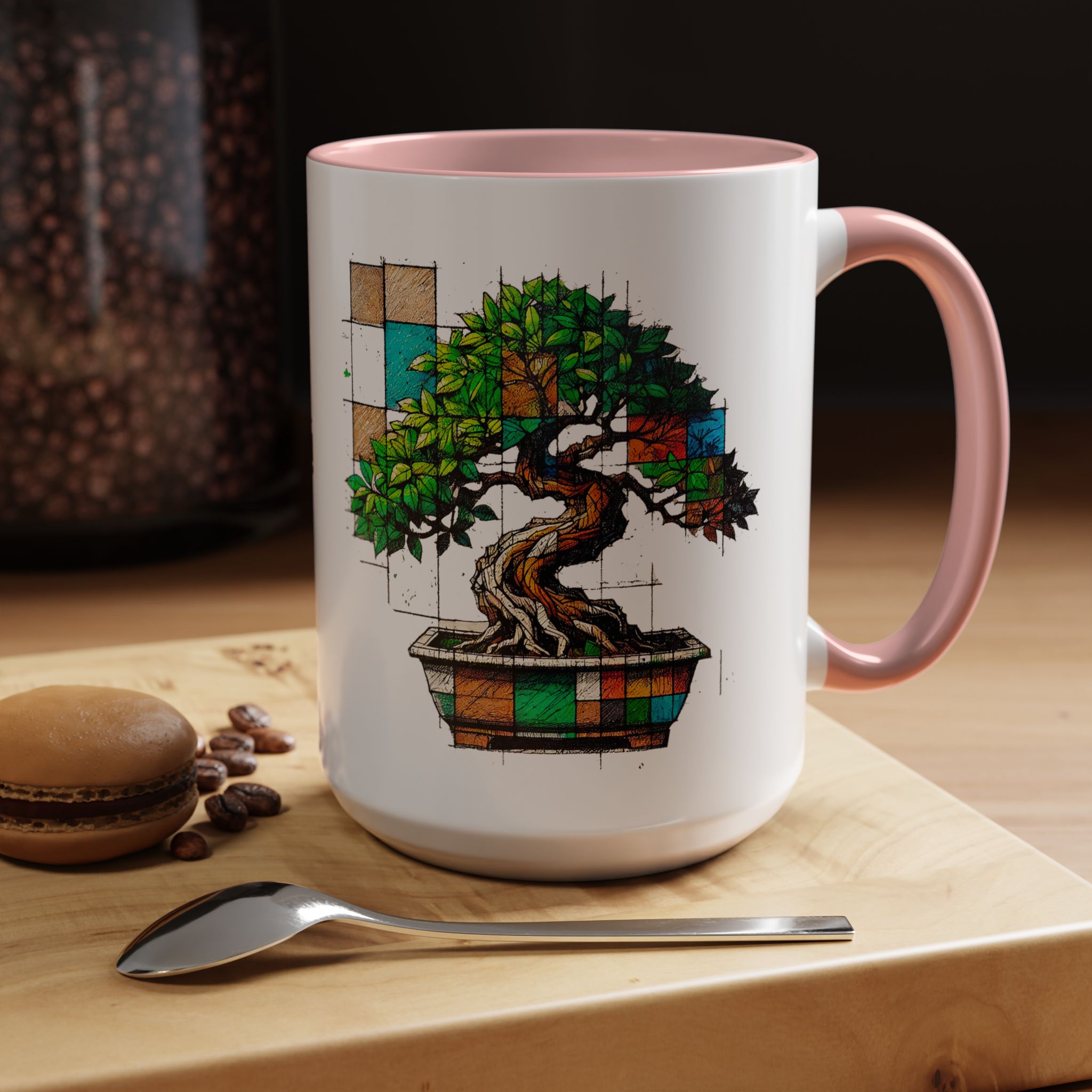 Bonsai mug zen nature style with original graphic pattern and cozy touch - Imagen 27
