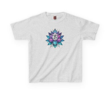 Gray T-Shirt with Lotus Design