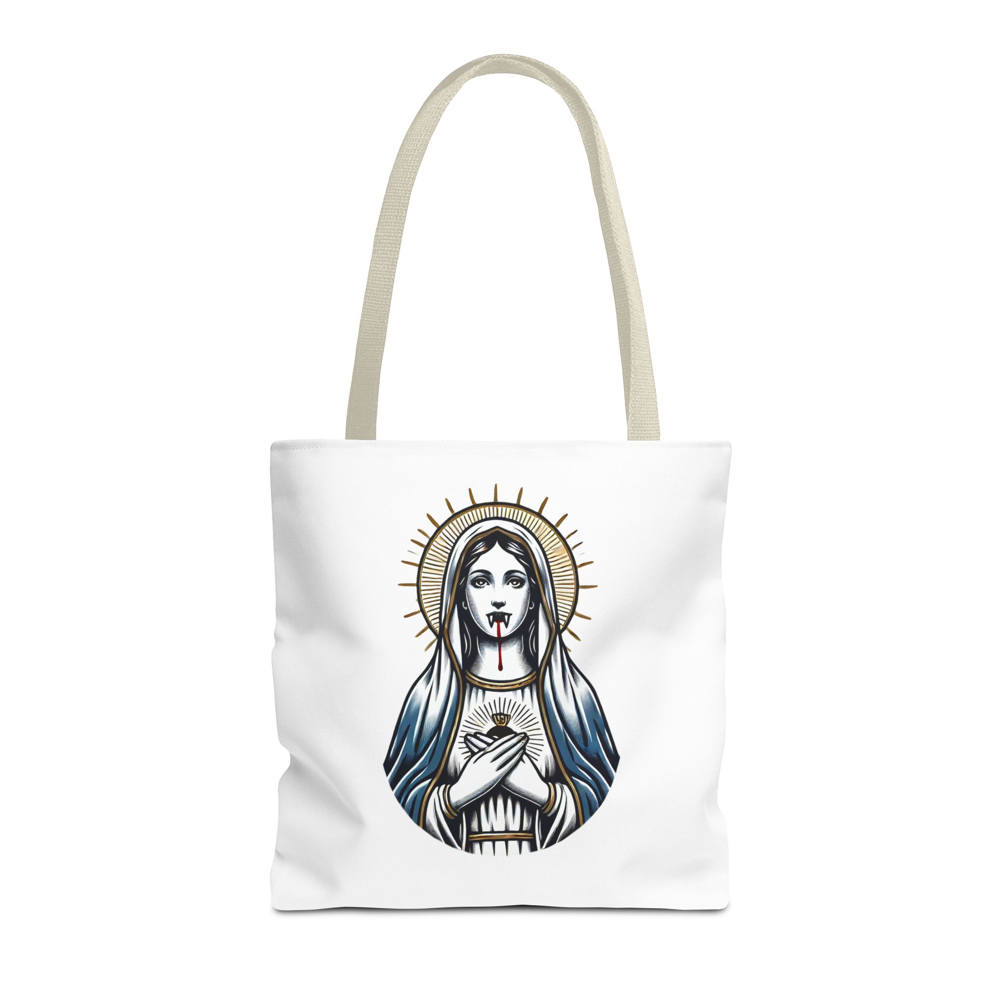 Ironic tote bag vampire Funny Bag virgin mary Canvas Tote bag religious sarcastic clothing gift satirical print cool Handbag purse bag – Image 21