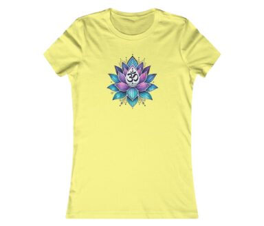 Yellow T-Shirt with Lotus and Om Symbol Design