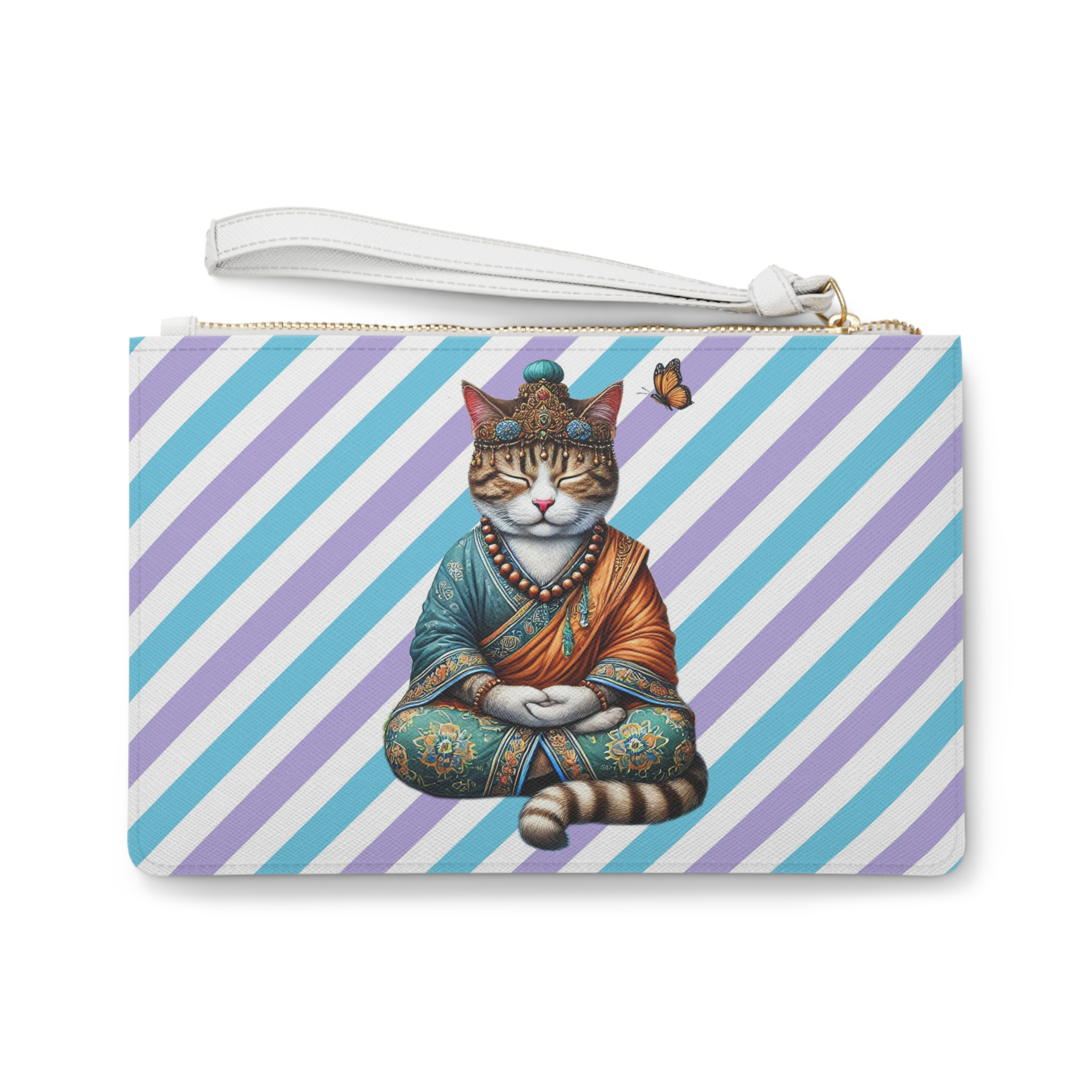 Graphic evening bag Cat meditation purse yoga bag vintage buddha mindfulness handbag – Image 2