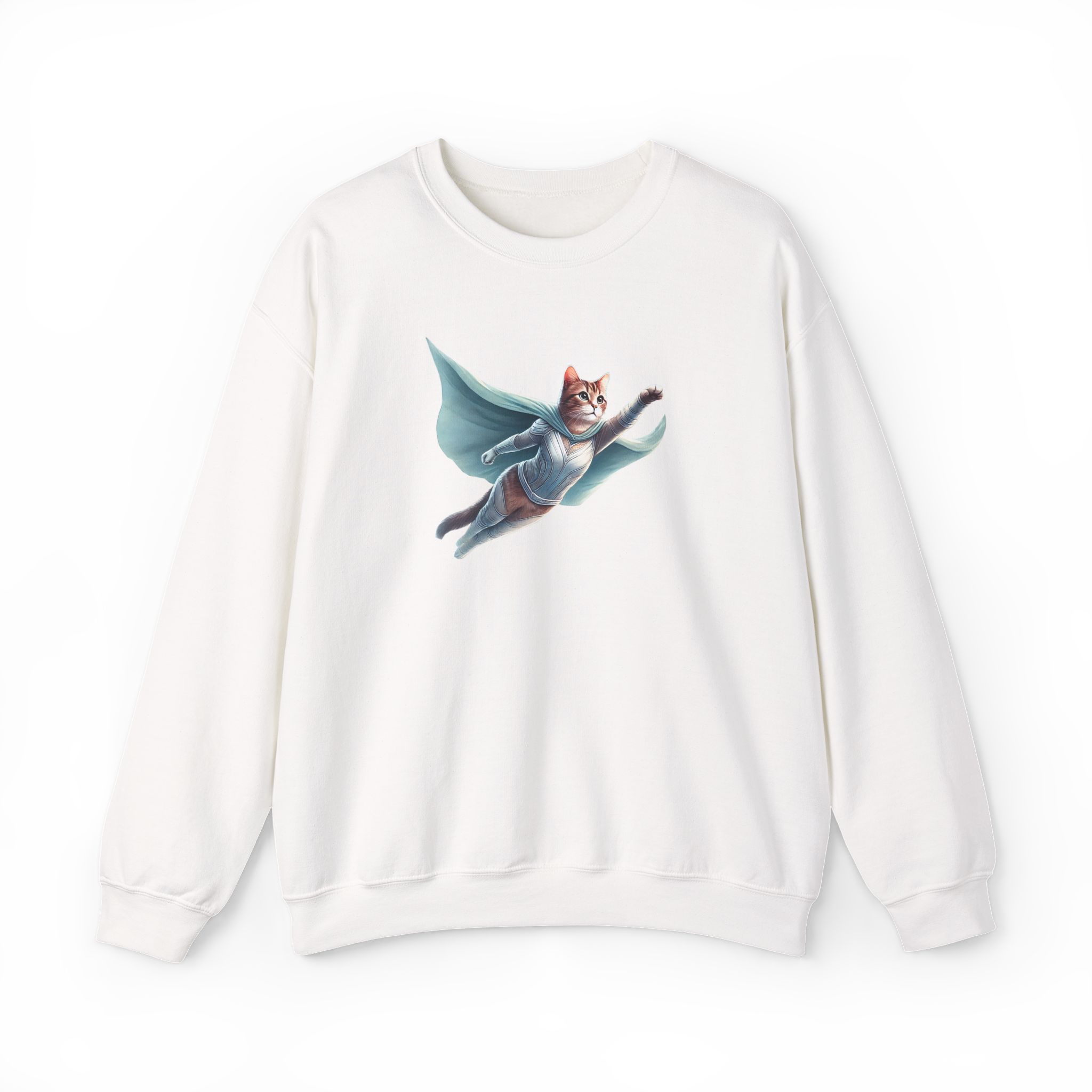 Superhero Cat sweatshirt – Cat Hero – Fantasy Cat sweatshirt hero print - Image 4
