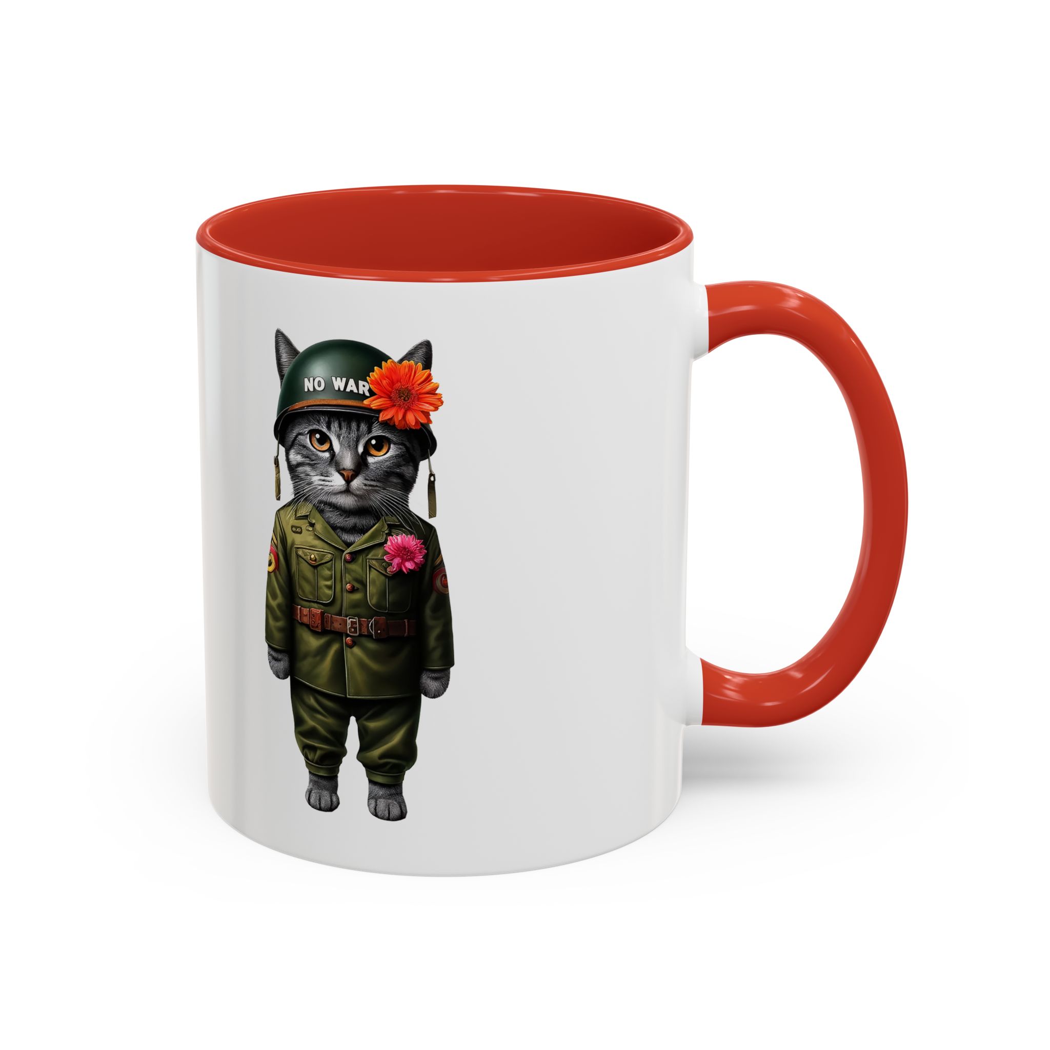 Coffee Mug Peace & Love funny cup tea cat lover office mug unique boho accessory pet gift for her kitten design - Image 13