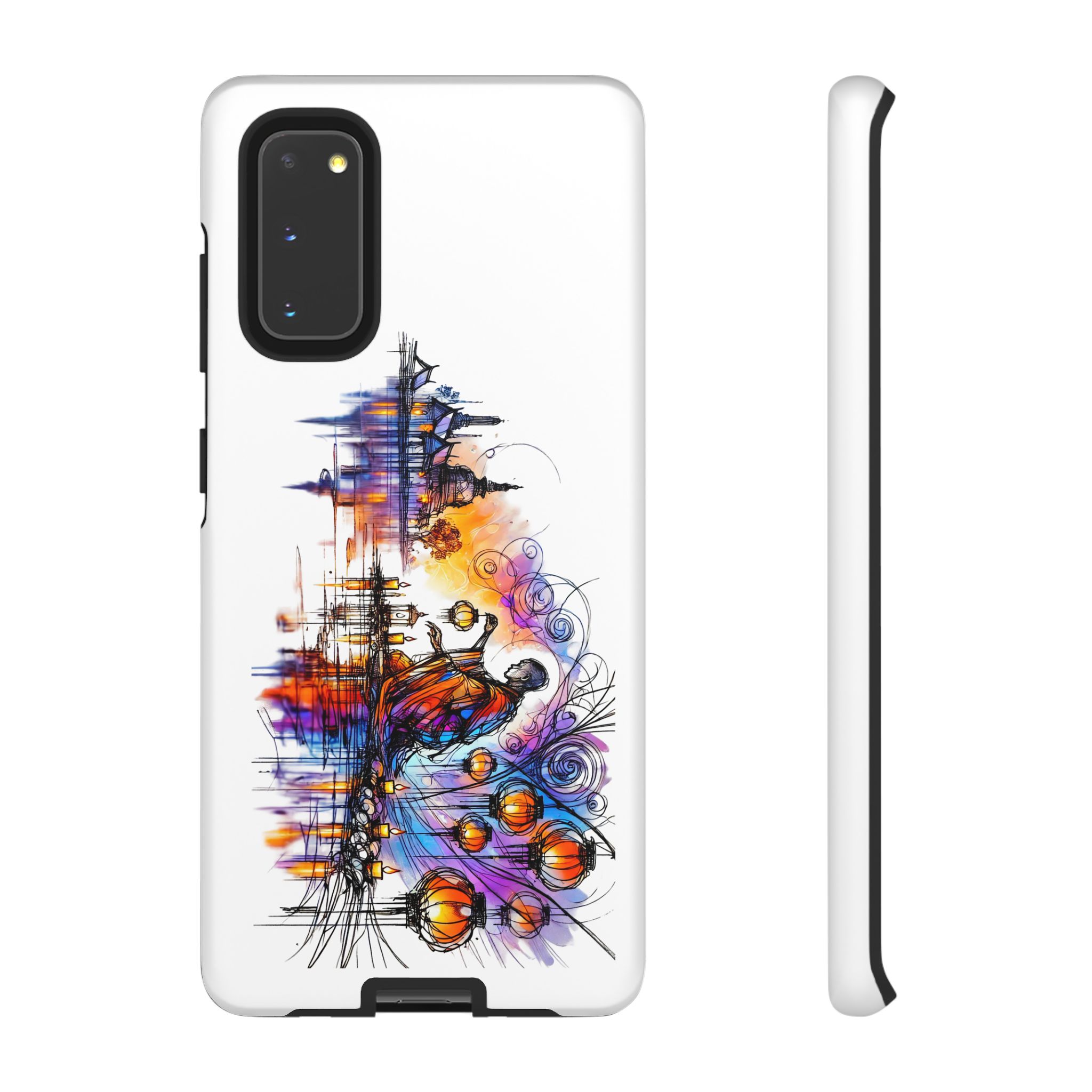 Artistic phone case design featuring vibrant colors and abstract patterns.