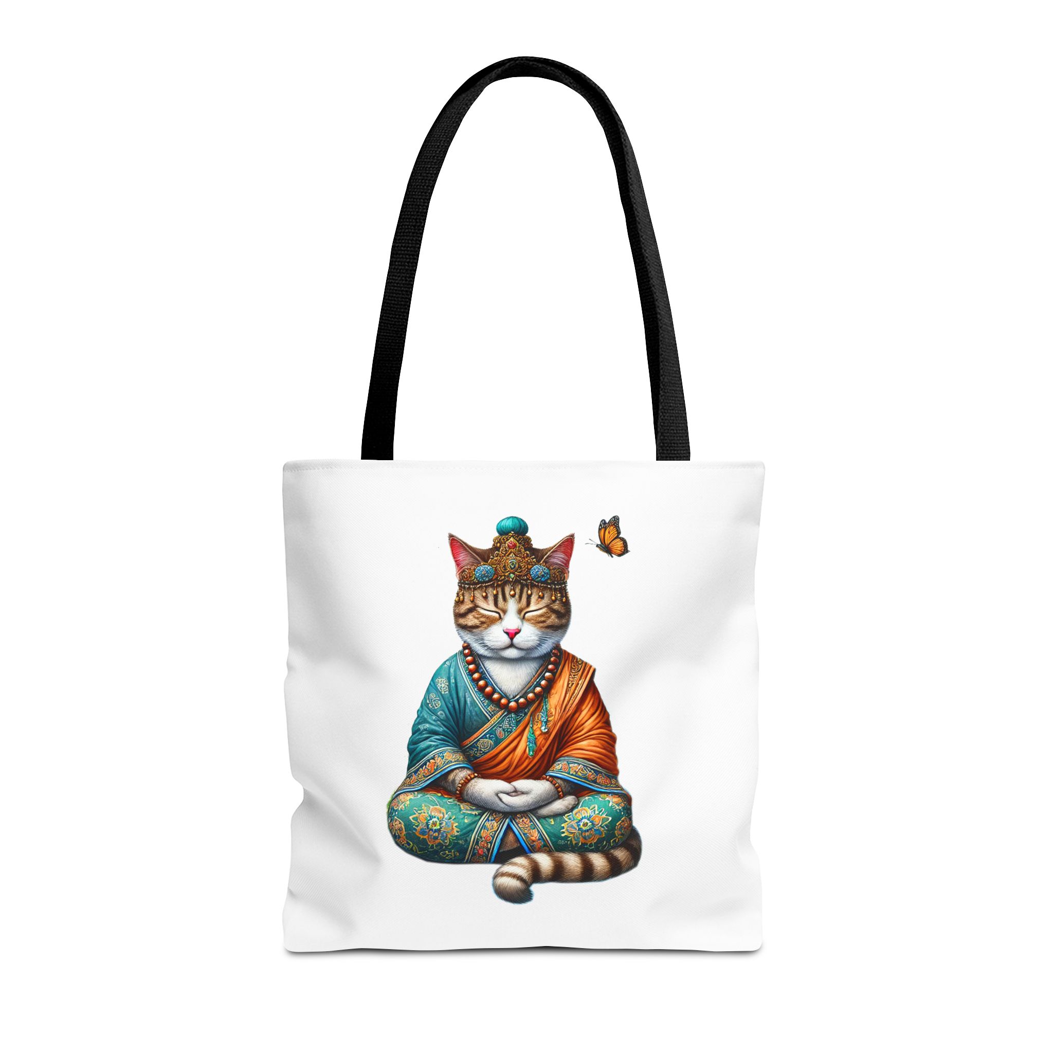 Canvas Tote bag Cat meditation handbag yoga bag vintage buddha mindfulness purse - Image 3