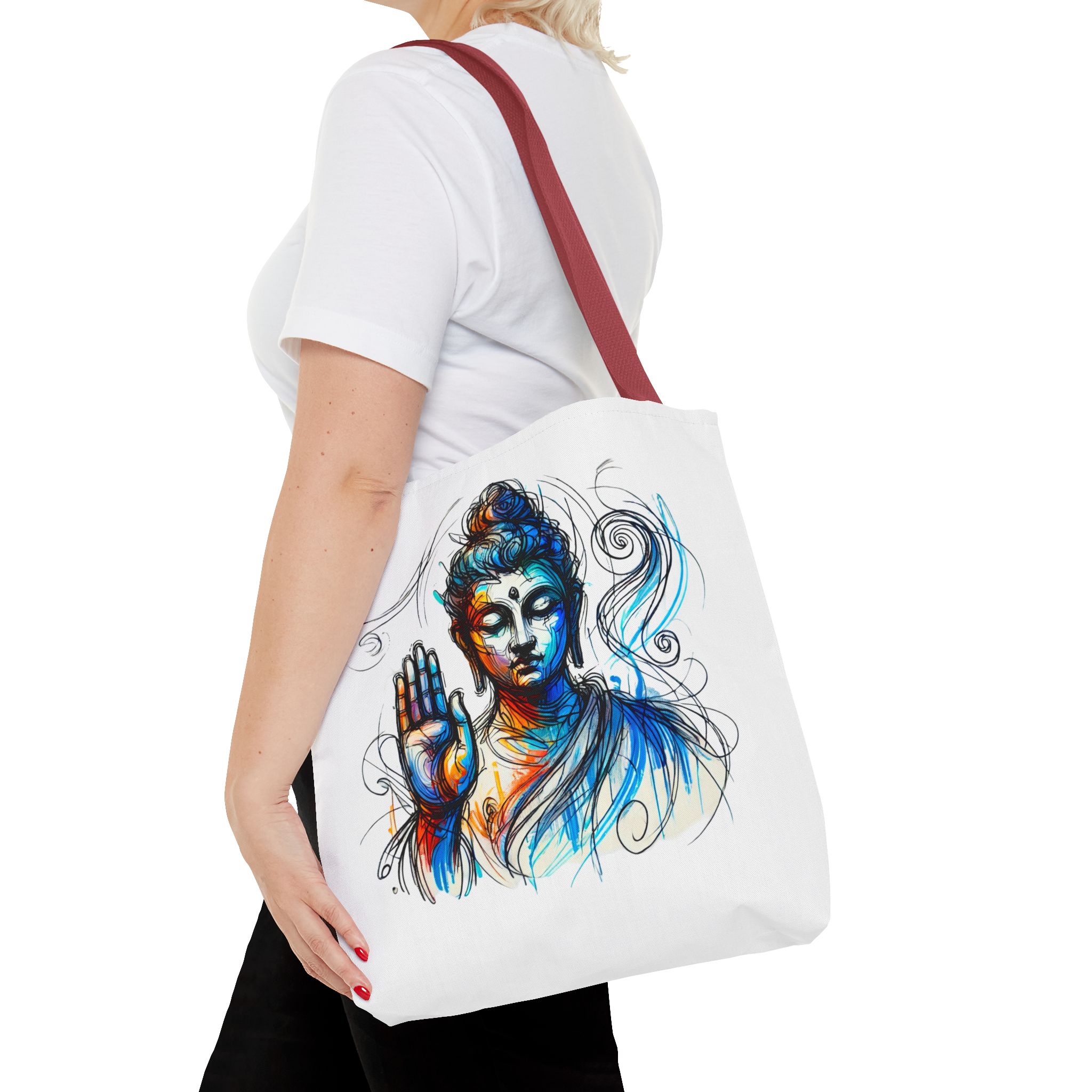Canvas tote bag yoga bag vintage buddha shoulder bag Meditation handbag buddhism mindfulness - Image 10