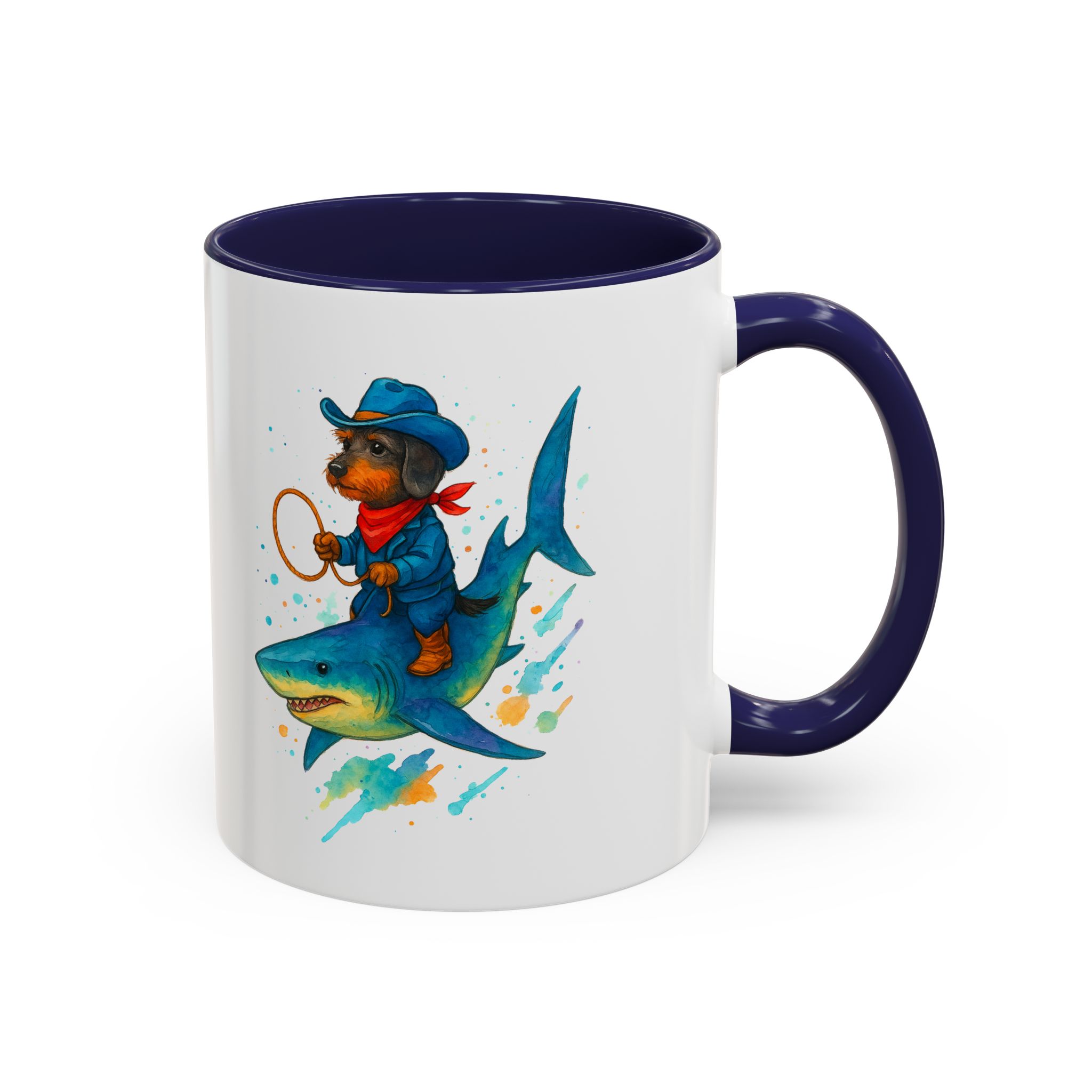 Funny Mug coffee lover Cowboy gift for him tea cup unique riding a shark mug office accessory shark design cowboy - Image 9