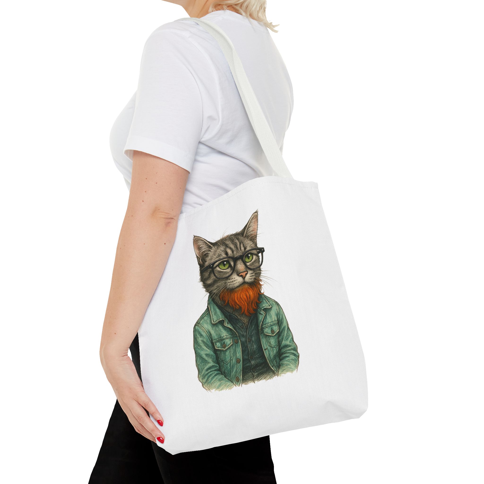 Hipster Cat tote bag – Kitty Tote bag – Boho Cat purse hipster print - Image 16