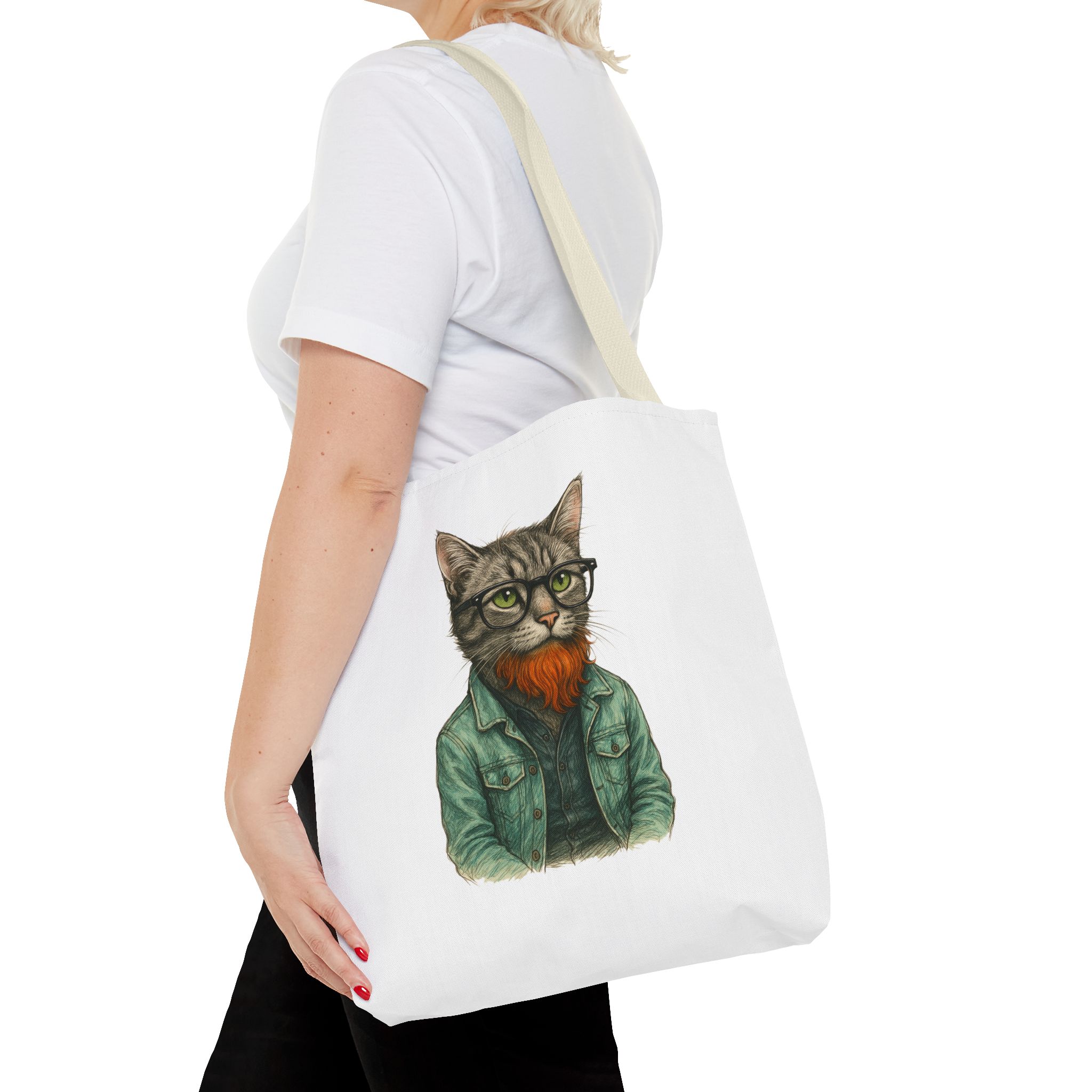 Hipster Cat tote bag – Kitty Tote bag – Boho Cat purse hipster print - Image 22