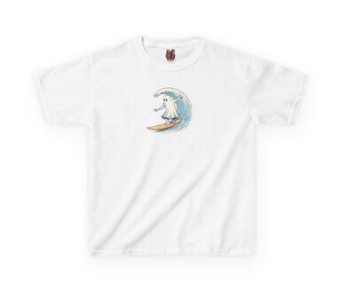 White T-shirt with Surfing Design