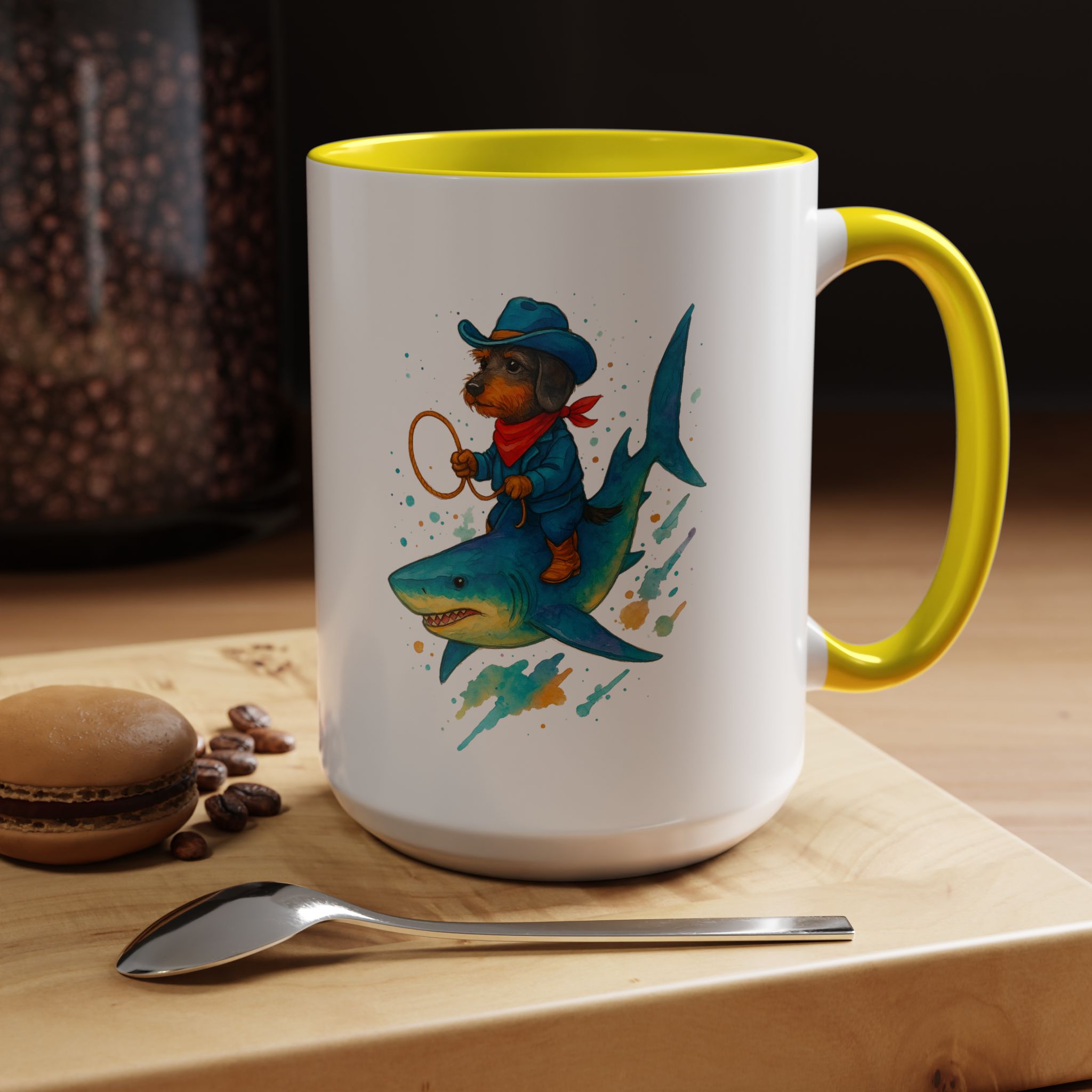 Funny Mug coffee lover Cowboy gift for him tea cup unique riding a shark mug office accessory shark design cowboy - Image 63