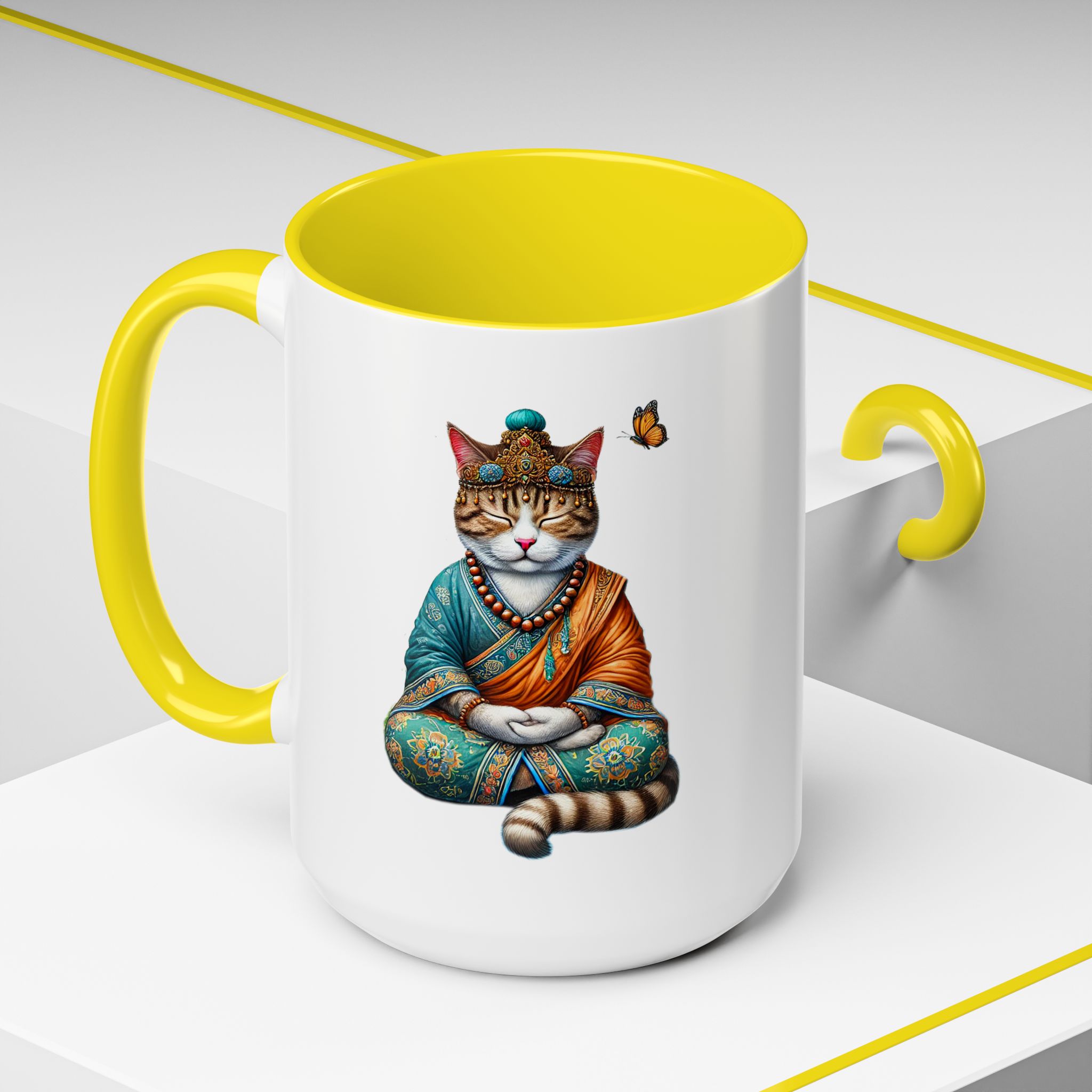 Coffee Mug meditation unique Mug cat lover tea cup yoga gift for her mindfulness accessory pet design – Image 64