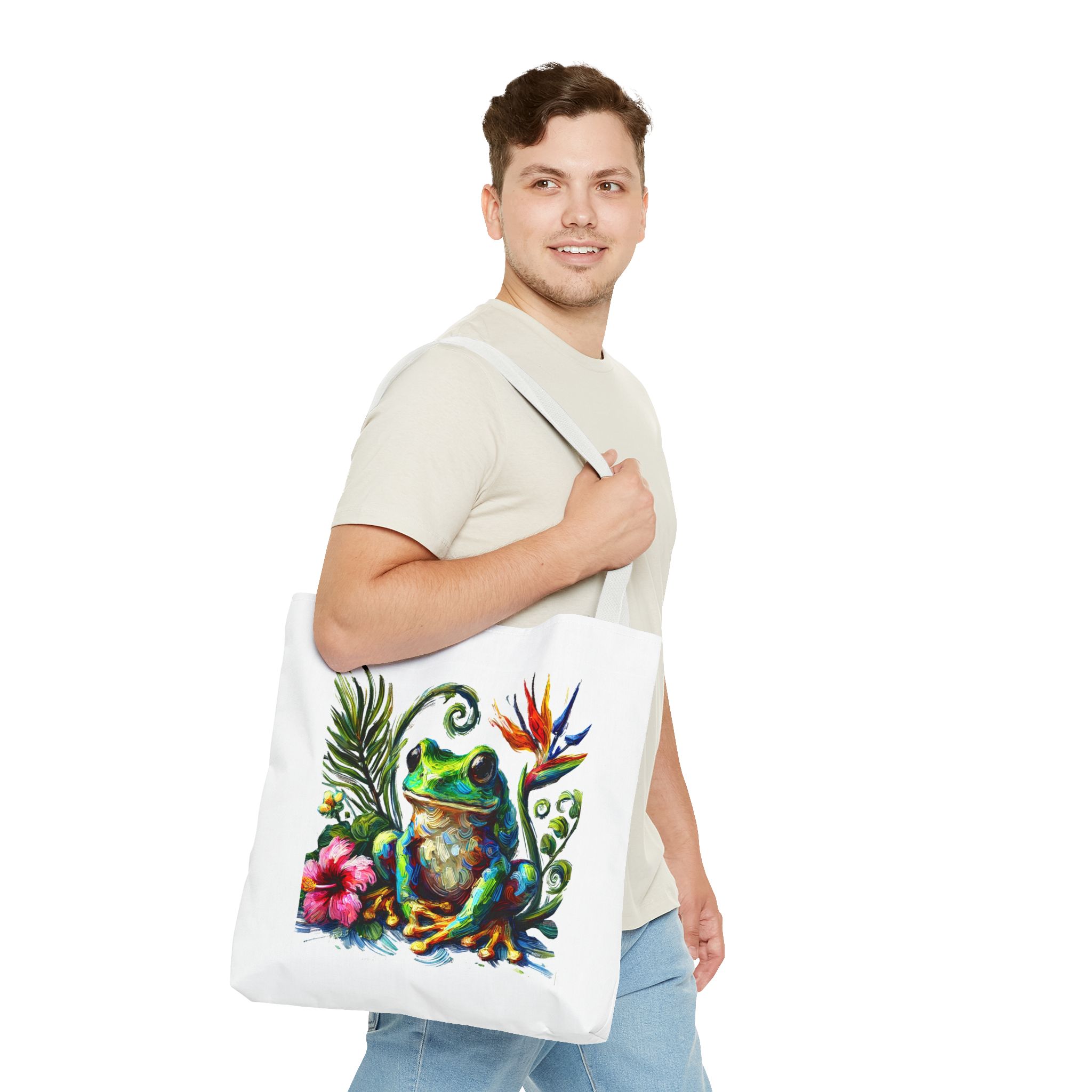 Canvas Tote bag jungle nature Bag boho clothing gift frog tropical visuals purse Handbag cool shoulder bag retro – Image 18