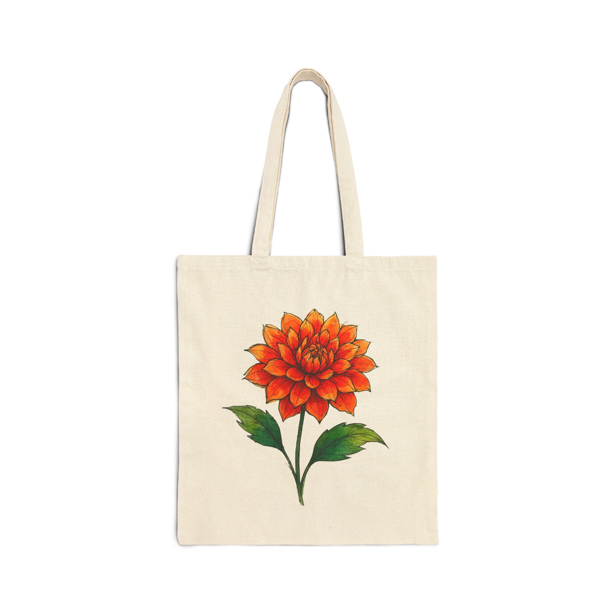 Wildflower canvas tote bag vintage flowers cute tote bag flowers shoulder bag gift for her tropical plant purse