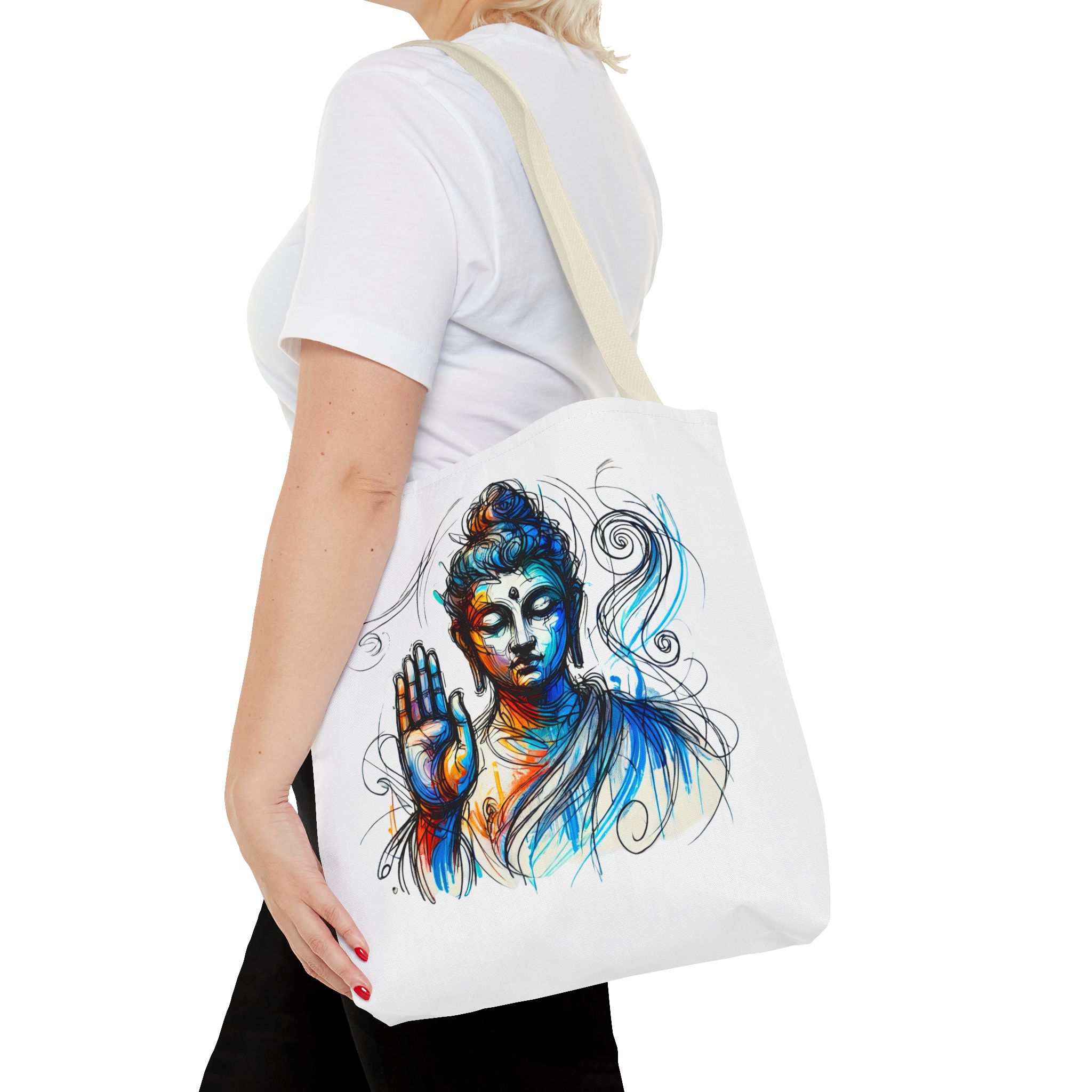 Canvas tote bag yoga bag vintage buddha shoulder bag Meditation handbag buddhism mindfulness - Image 22