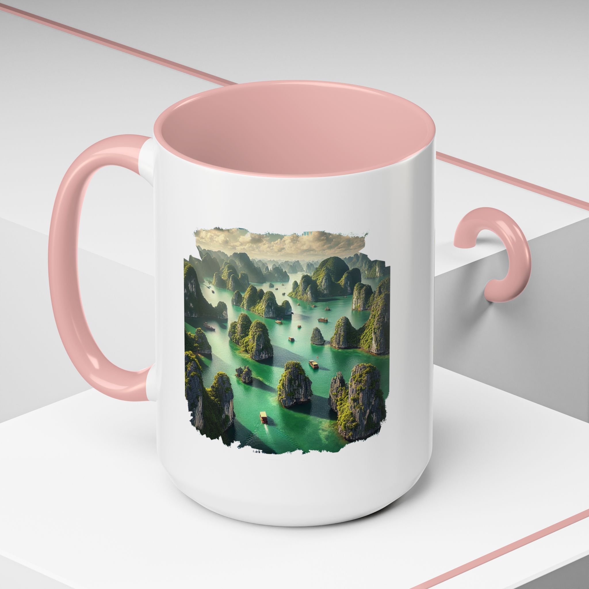 Boho mug landscape vietnam boho office mug ha long bay print nature cool gift coffee lover tea accessory unique cup – Image 32