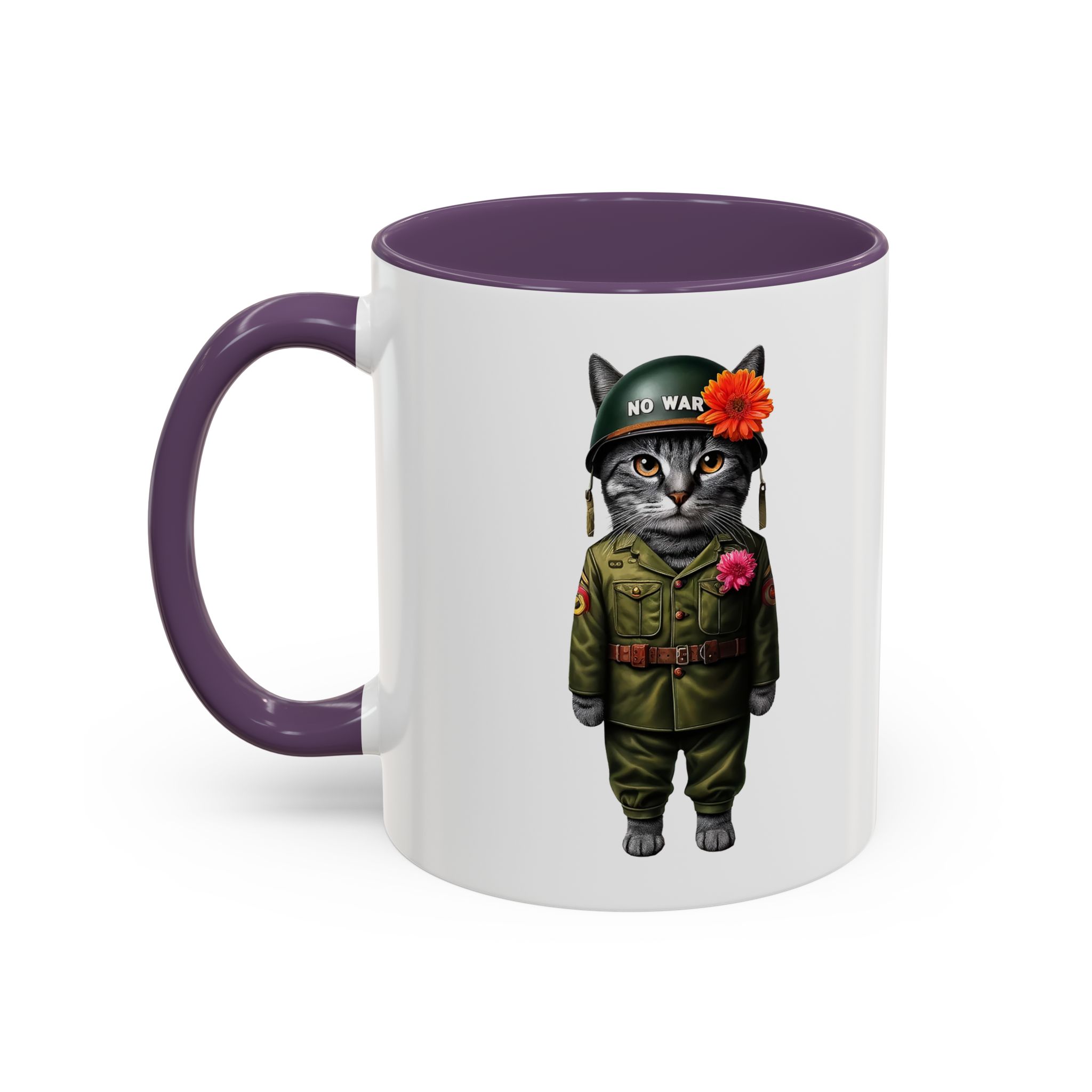 Coffee Mug Peace & Love funny cup tea cat lover office mug unique boho accessory pet gift for her kitten design - Image 46