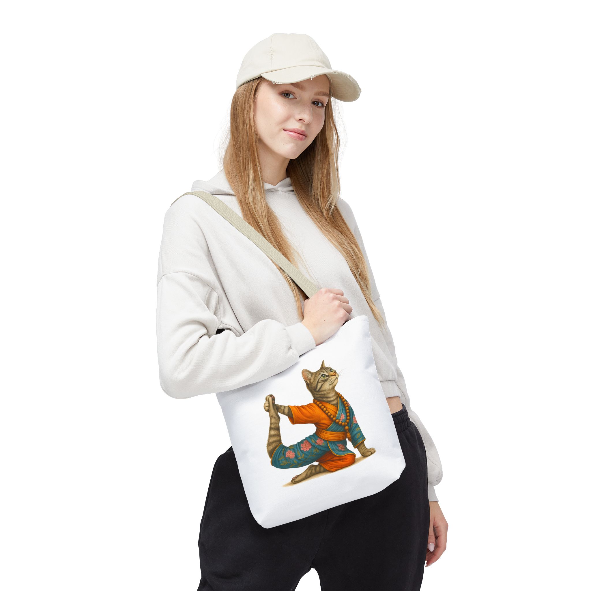 Cat Meditation Tote bag – Boho Cat handbag – Kitty Yoga purse spiritual print - Image 20