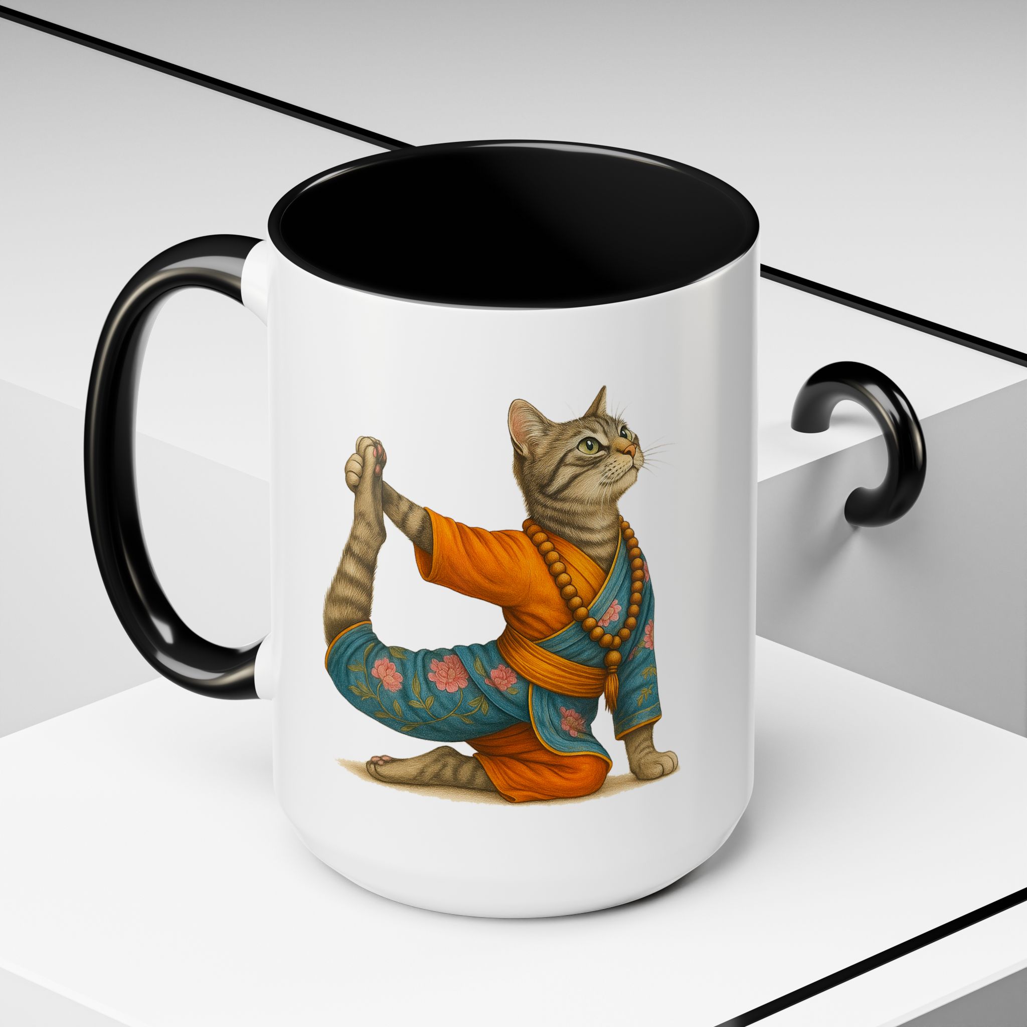 Tea mug Cat lover coffee cup cool gift for her office Mug yoga accessory kitten meditation pet mindfulness print - Image 20