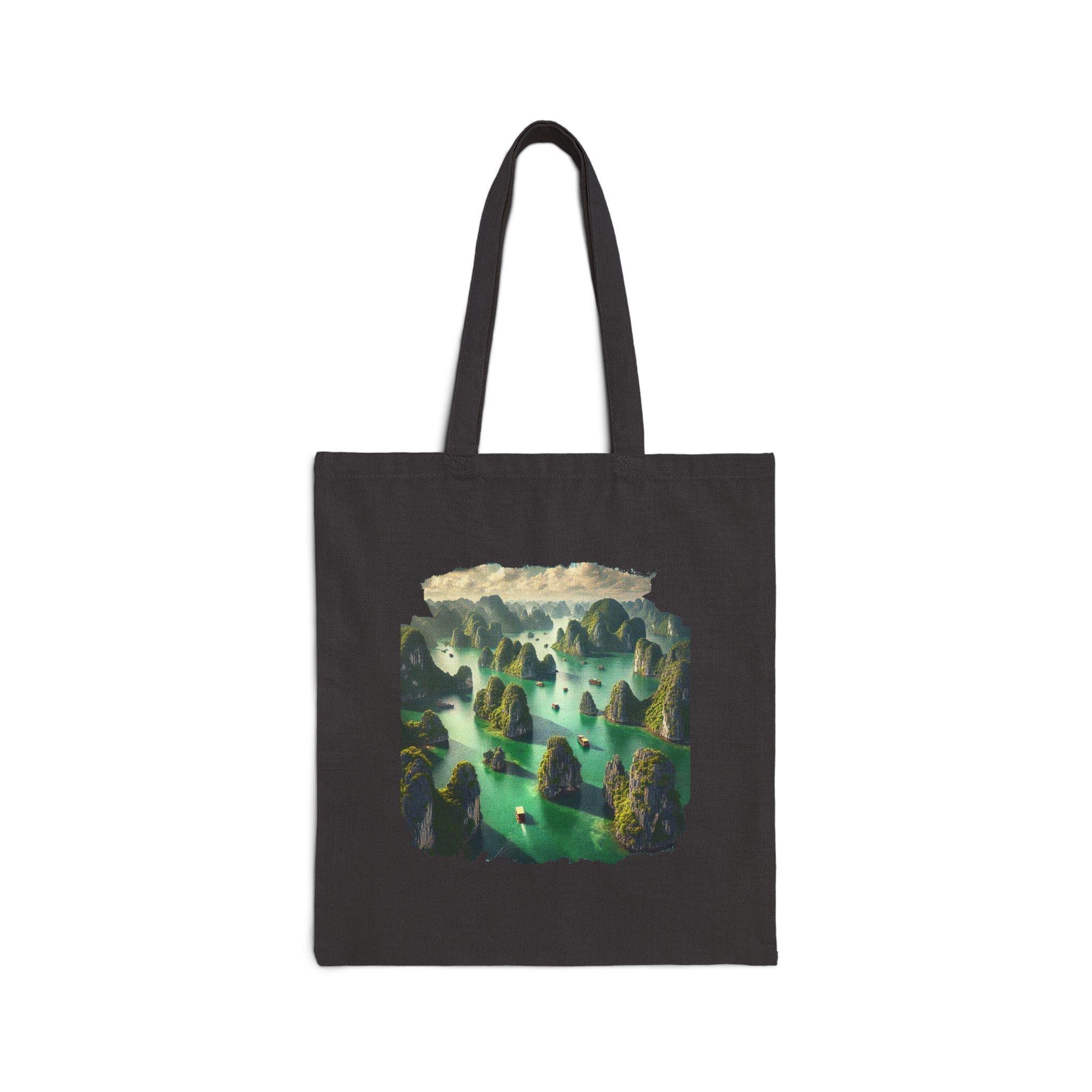 Canvas Tote bag landscape vietnam boho Bag ha long bay print nature cool clothing gift unique Handbag vintage - Image 5