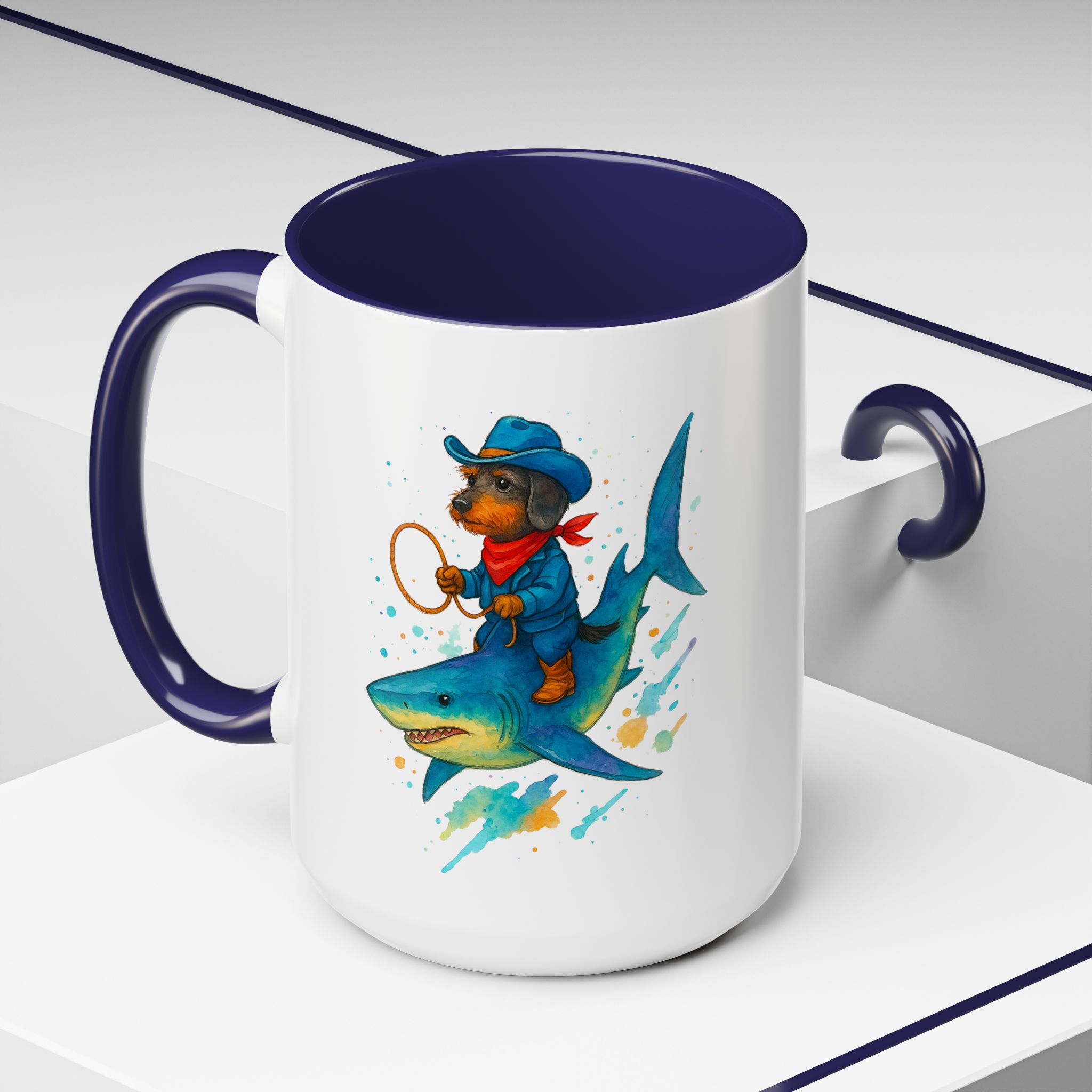 Funny Mug coffee lover Cowboy gift for him tea cup unique riding a shark mug office accessory shark design cowboy - Image 28