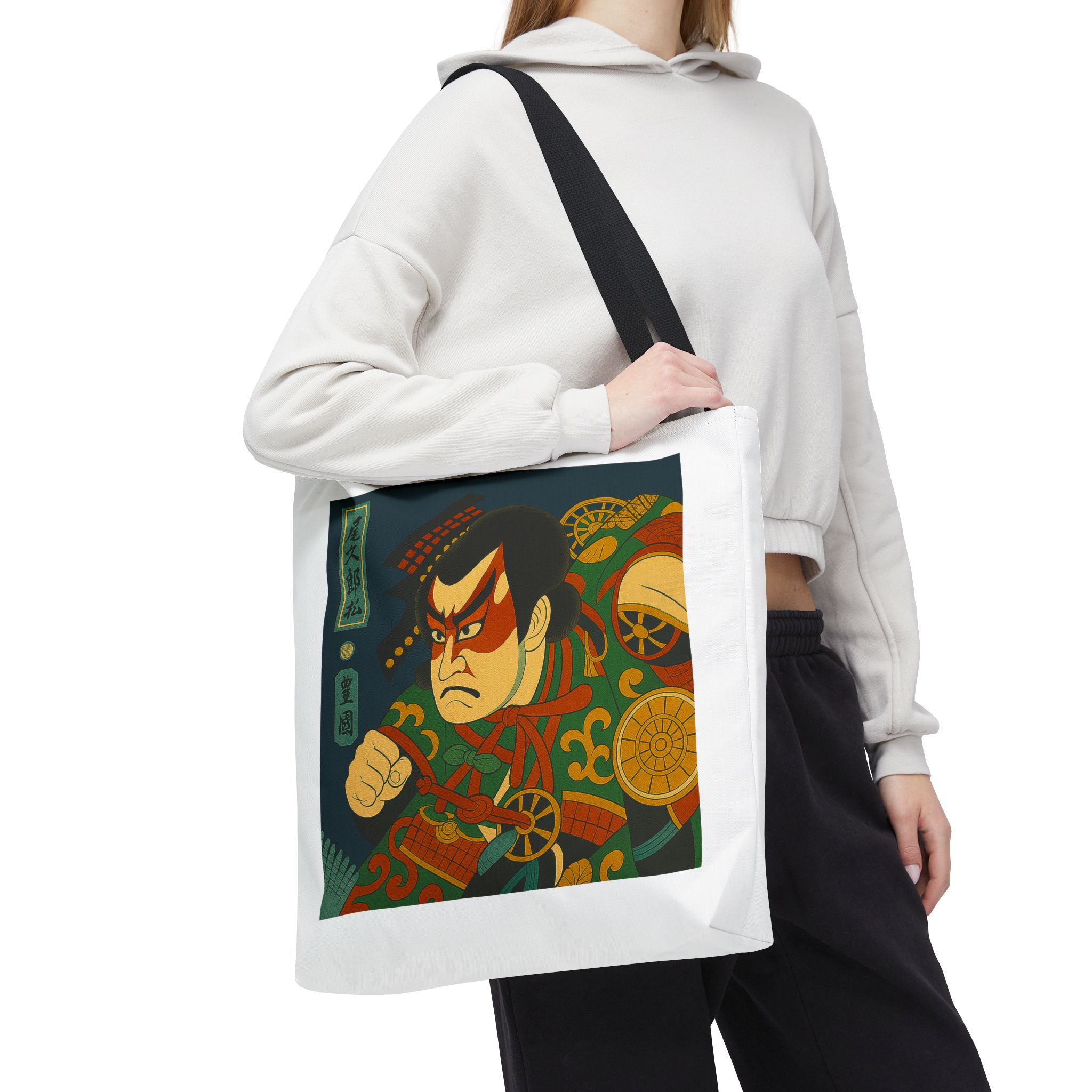 Vintage Japanese art tote bag canvas bag inspired by Japan and ukiyo – Image 6