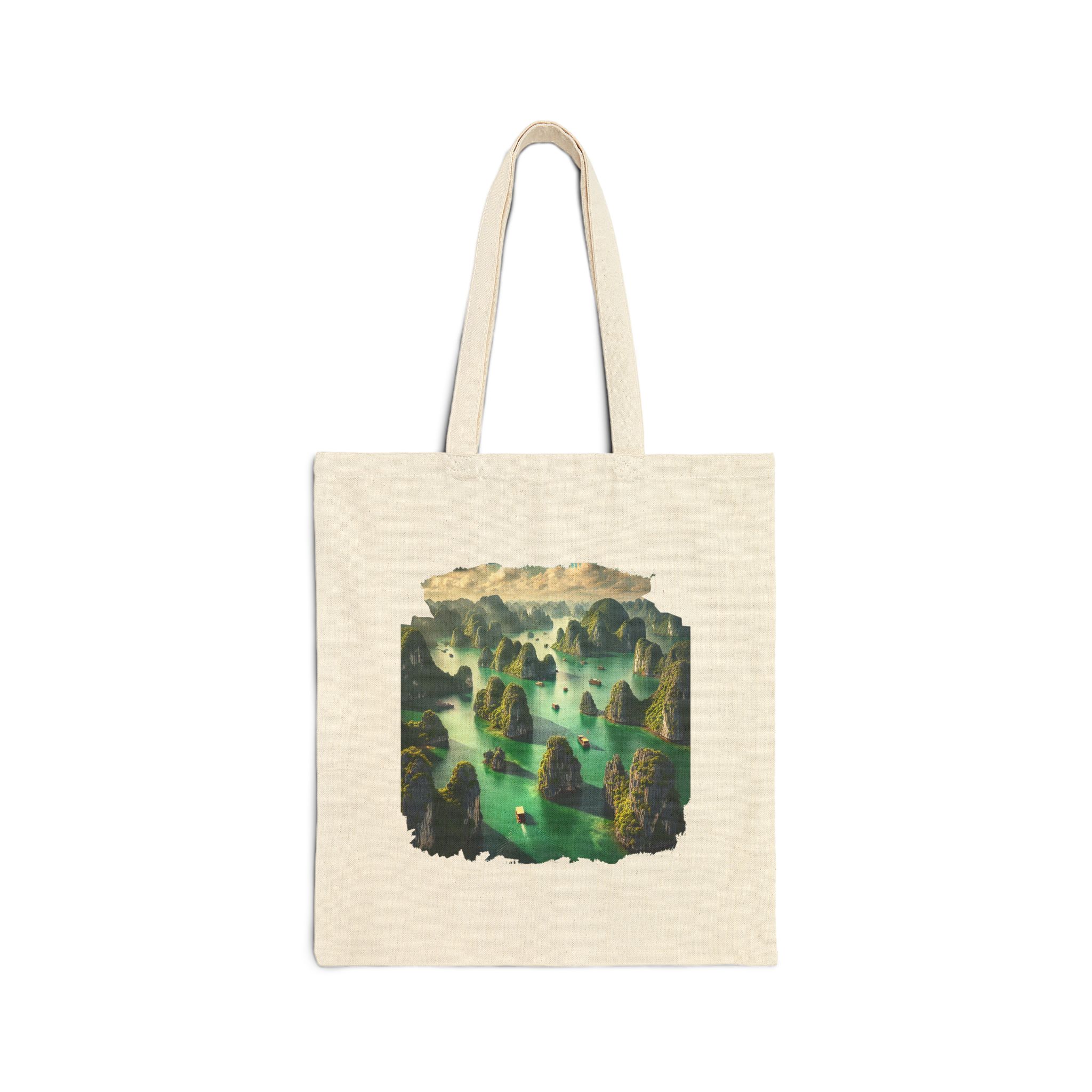Canvas Tote bag landscape vietnam boho Bag ha long bay print nature cool clothing gift unique Handbag vintage