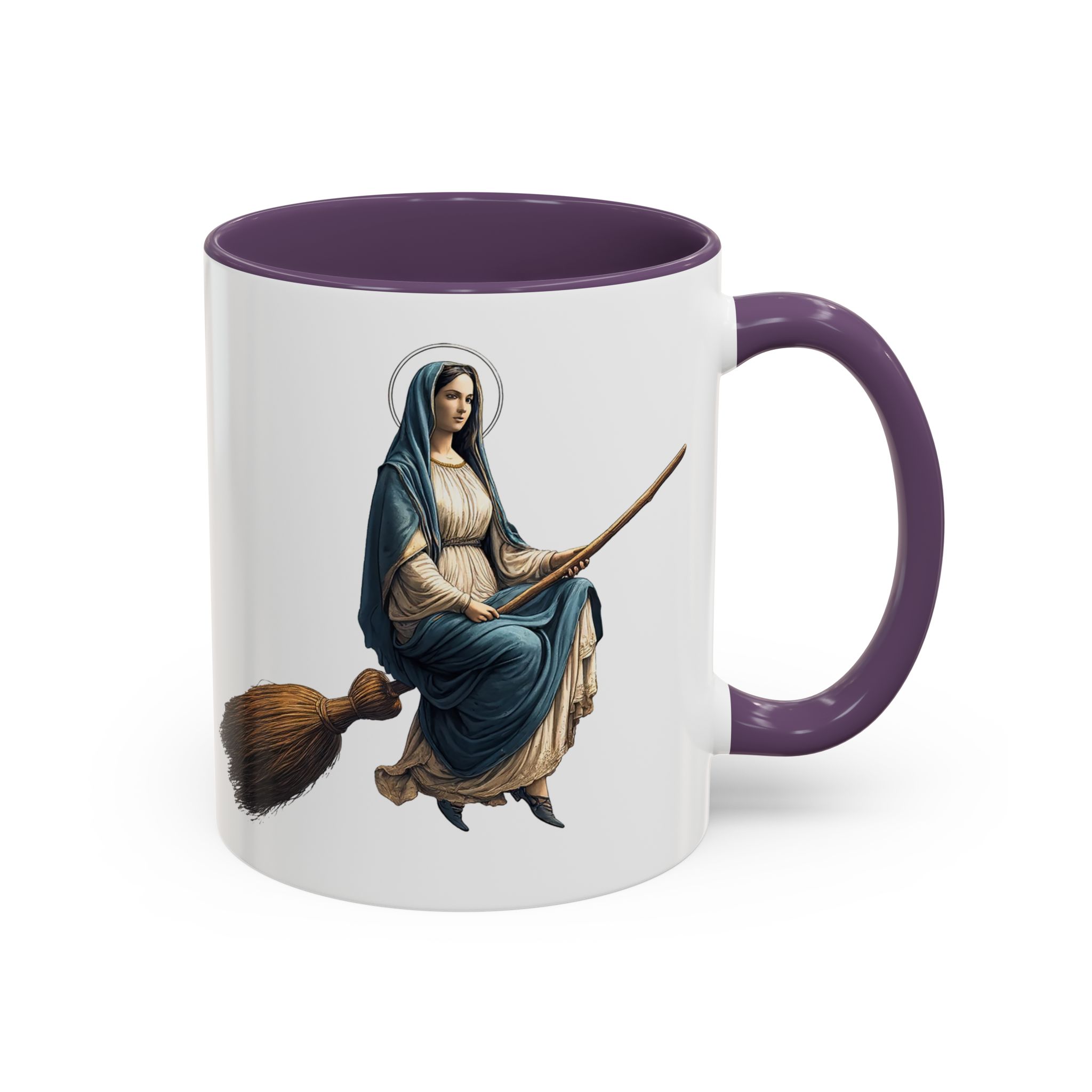 Funny Mug coffee lover gift for her Virgin Mary witch broom Sarcastic mug office accessory tea cup religious design unique - Image 45