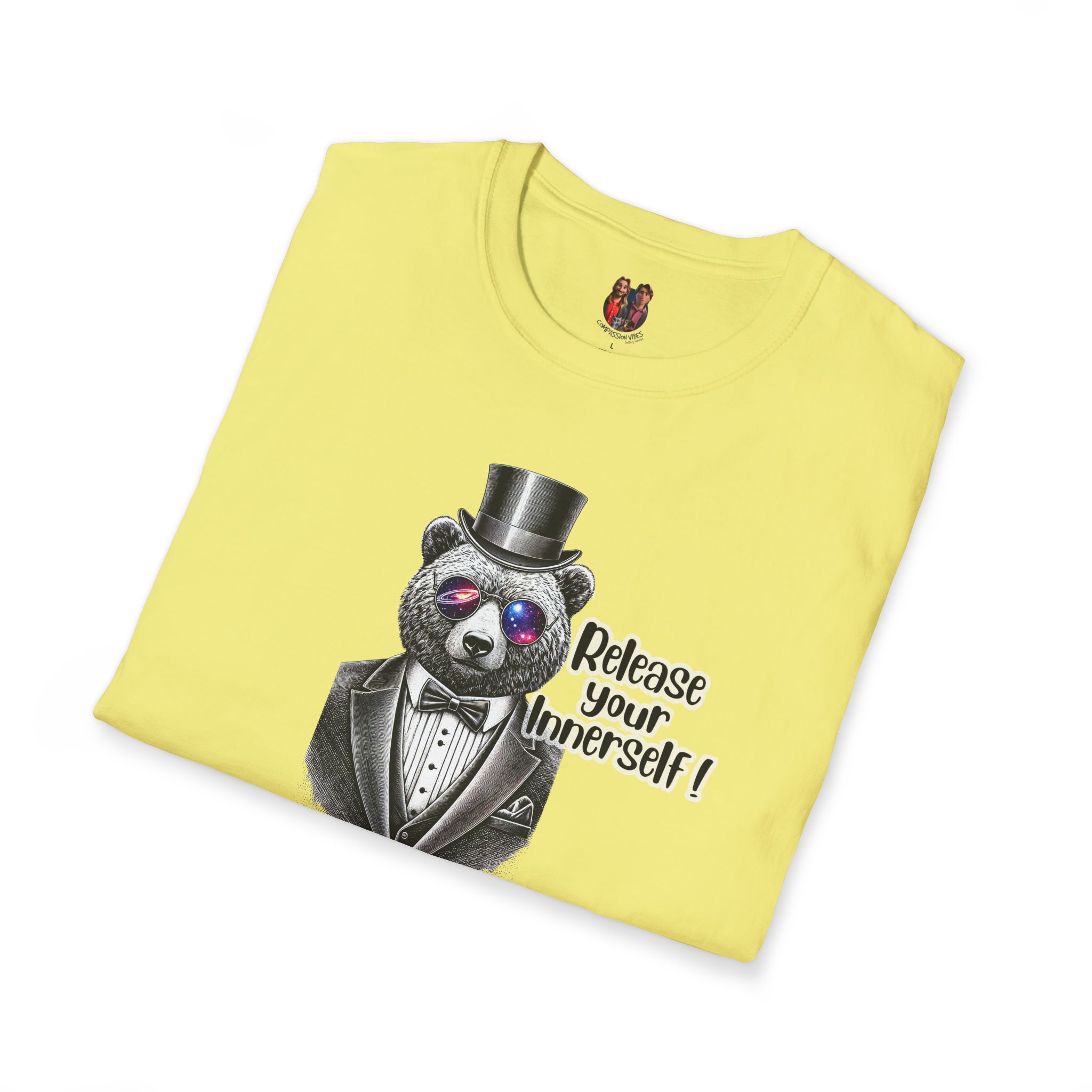 Vintage Tshirt Motivational Graphic tee Bear design funny clothing for self confidence boost - Image 11