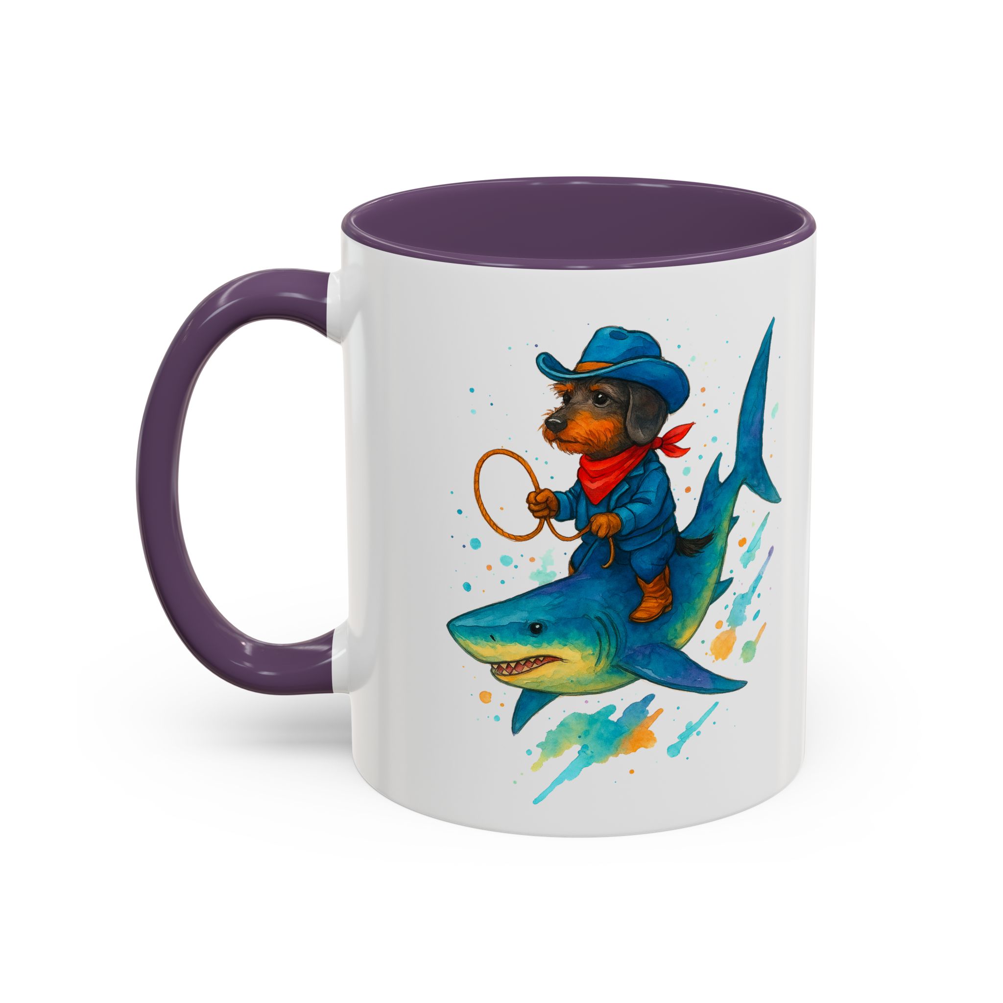Funny Mug coffee lover Cowboy gift for him tea cup unique riding a shark mug office accessory shark design cowboy - Image 46