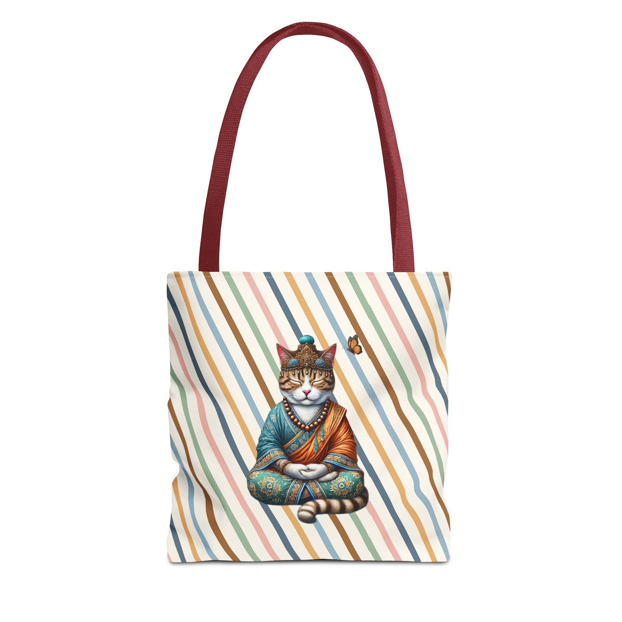 Canvas Tote bag Cat meditation handbag yoga bag vintage buddha mindfulness purse – Image 7