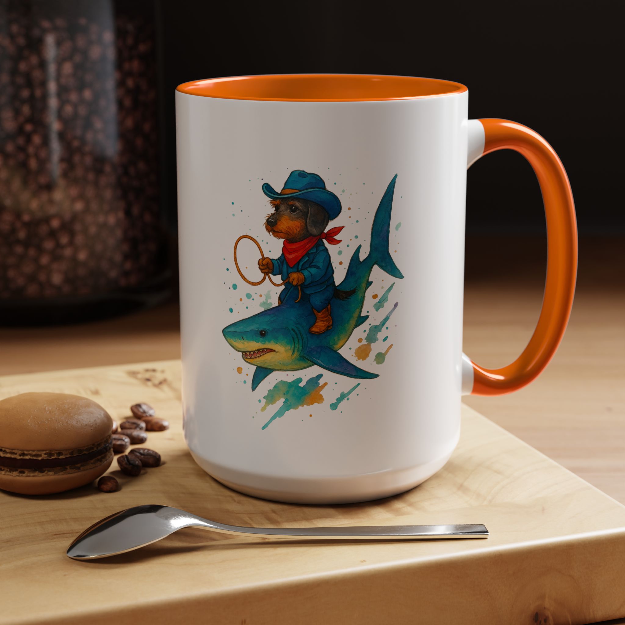 Funny Mug coffee lover Cowboy gift for him tea cup unique riding a shark mug office accessory shark design cowboy - Image 55