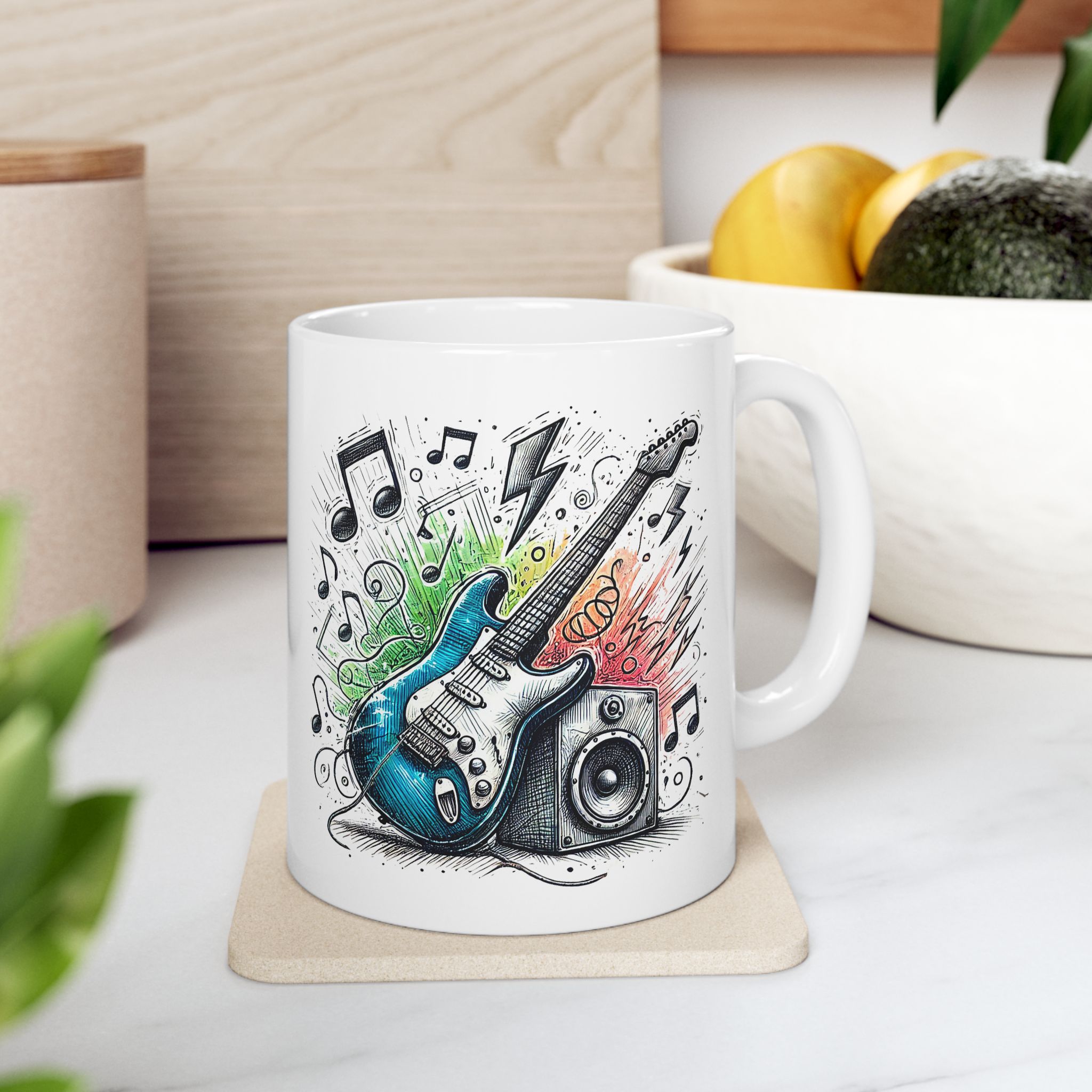 Rock Mug – Music Coffee Mug – Guitar Cup music print - Image 3